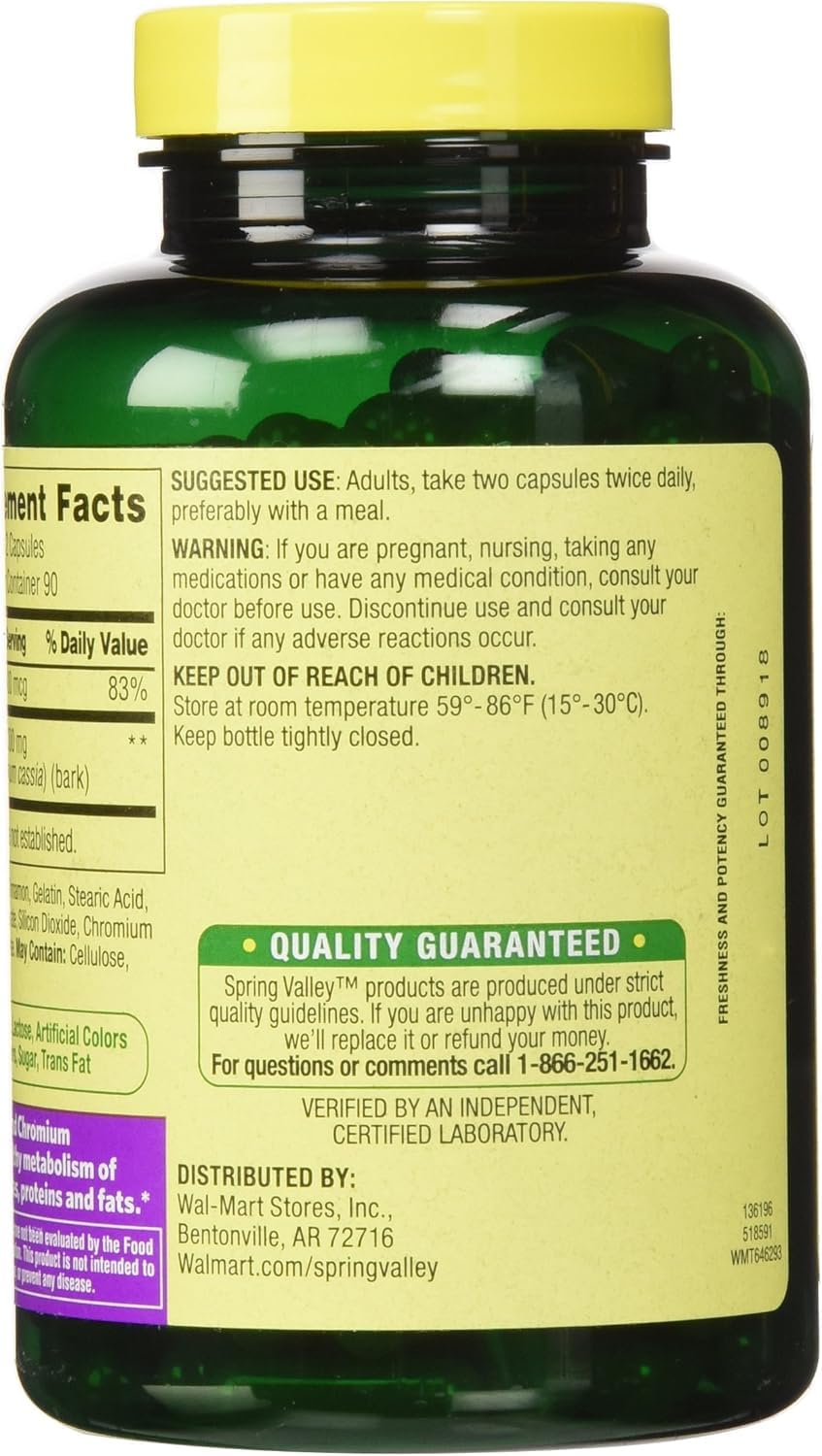 Generic Cinnamon 500mg Plus Chromium 120 Capsules
