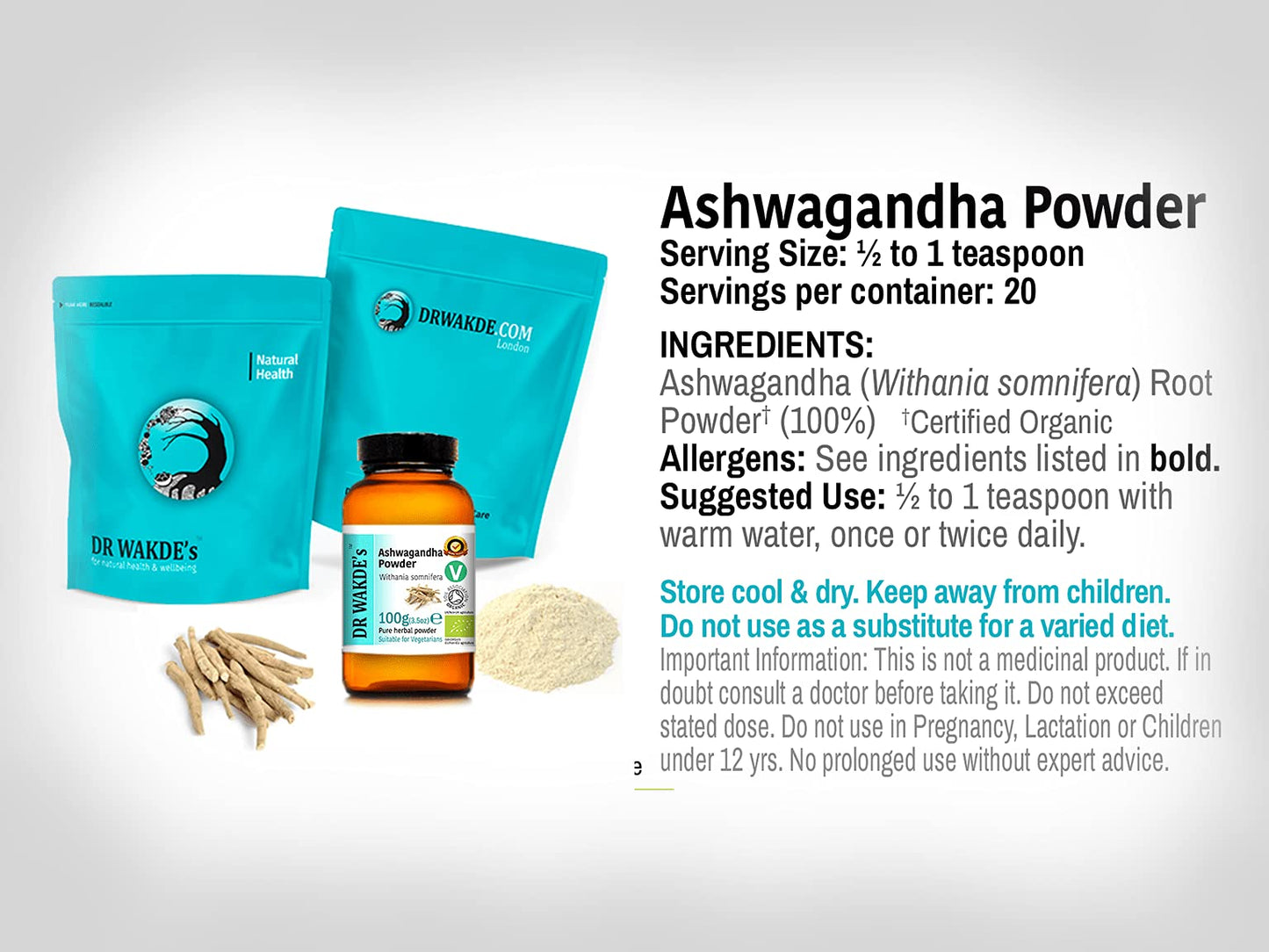 DR WAKDE's Organic Ashwagandha Powder 16,000 Ounces