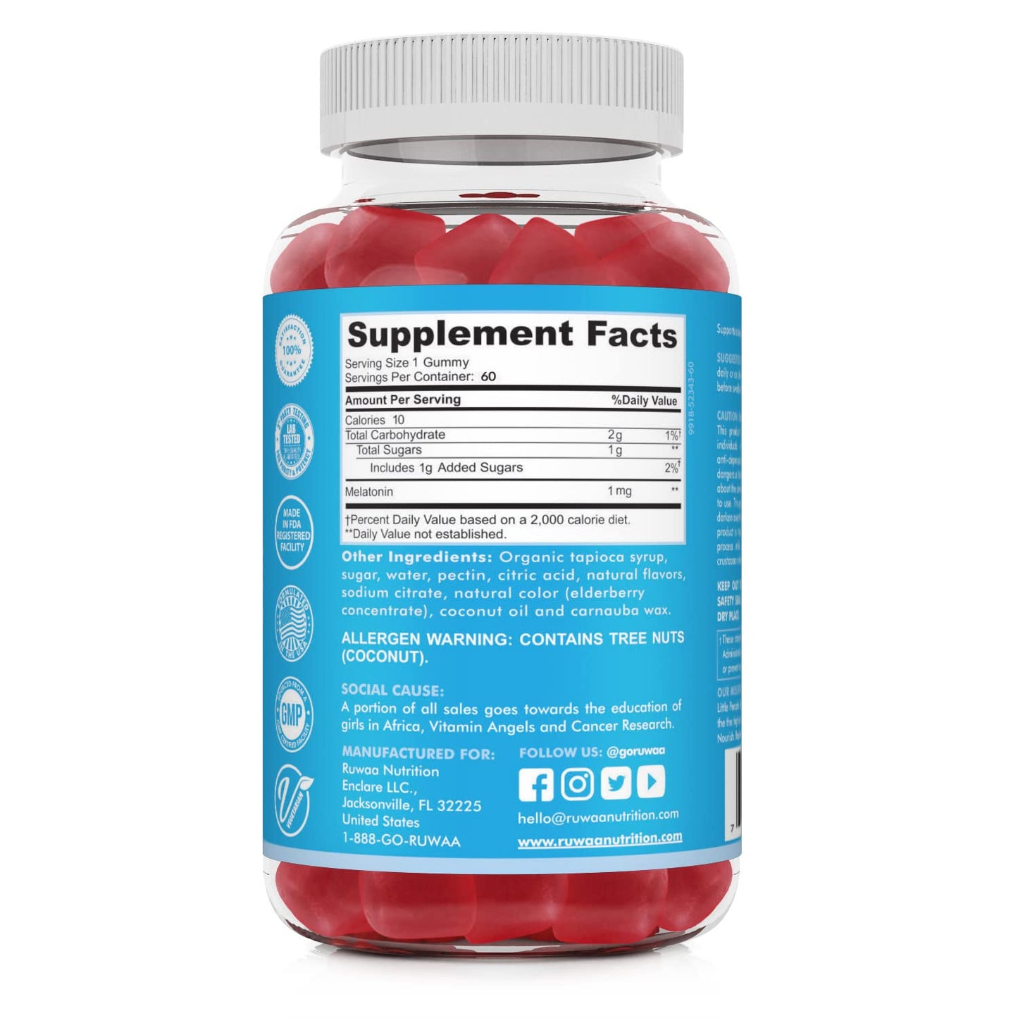 RUWAA NUTRITION Melatonin Kid Gummies Gummy 60 Count