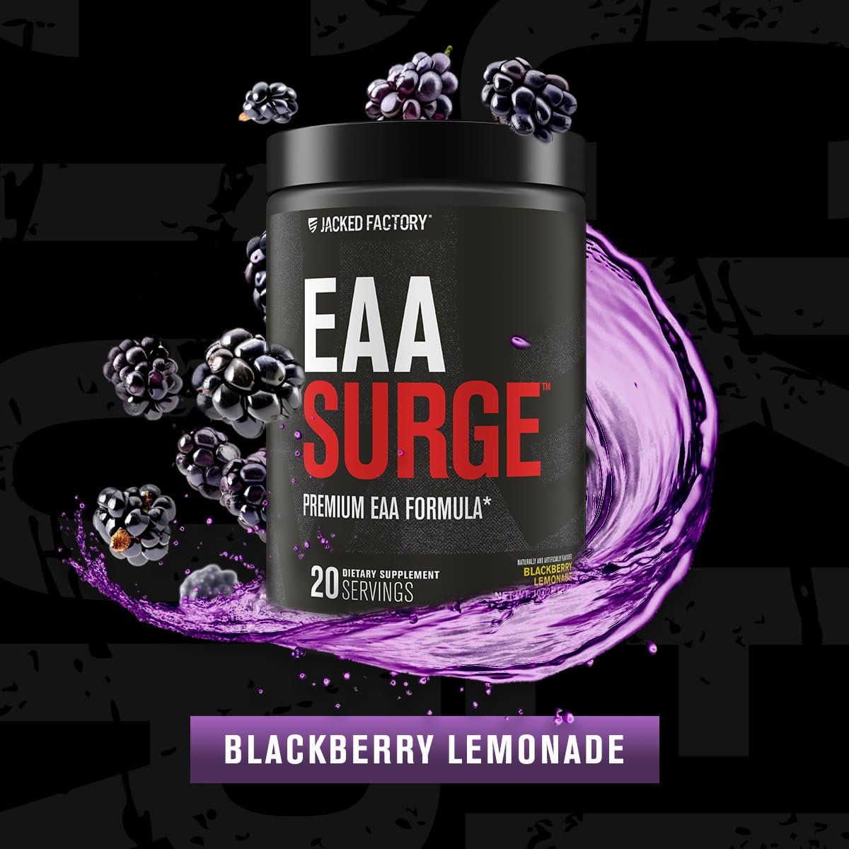 Jacked Factory EAA Surge Essential Amino Acids Powder - BlackBerry Lemonade, 10 Servings