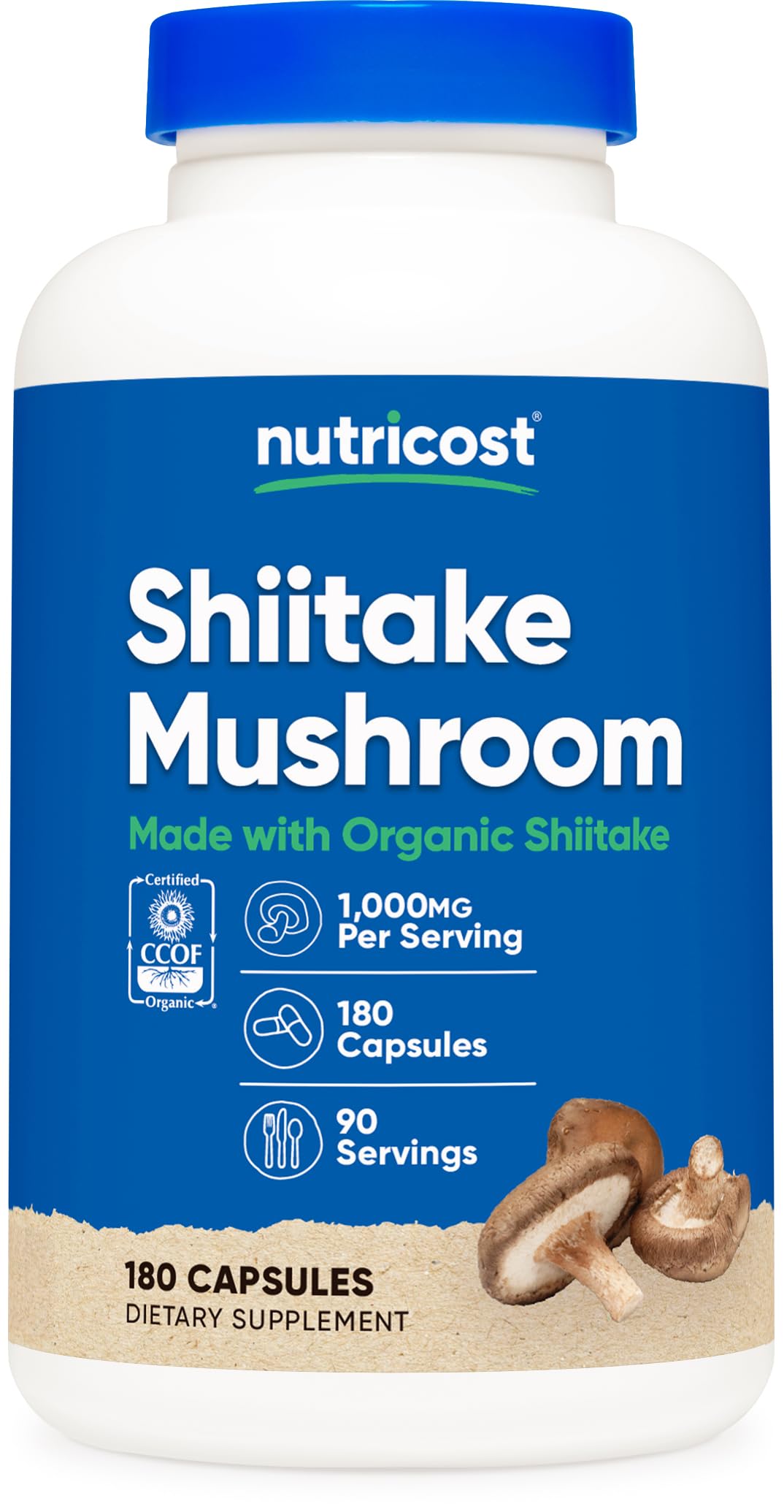 Nutricost Organic Shiitake Mushroom Capsules, 180 Capsules