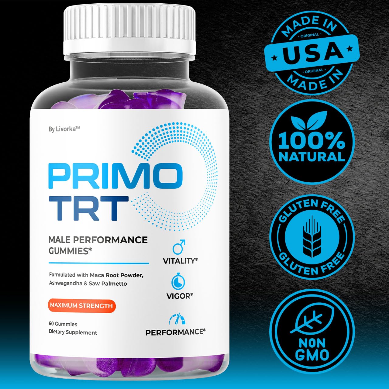 LIVORKA Primo TRT Gummies 60 Count