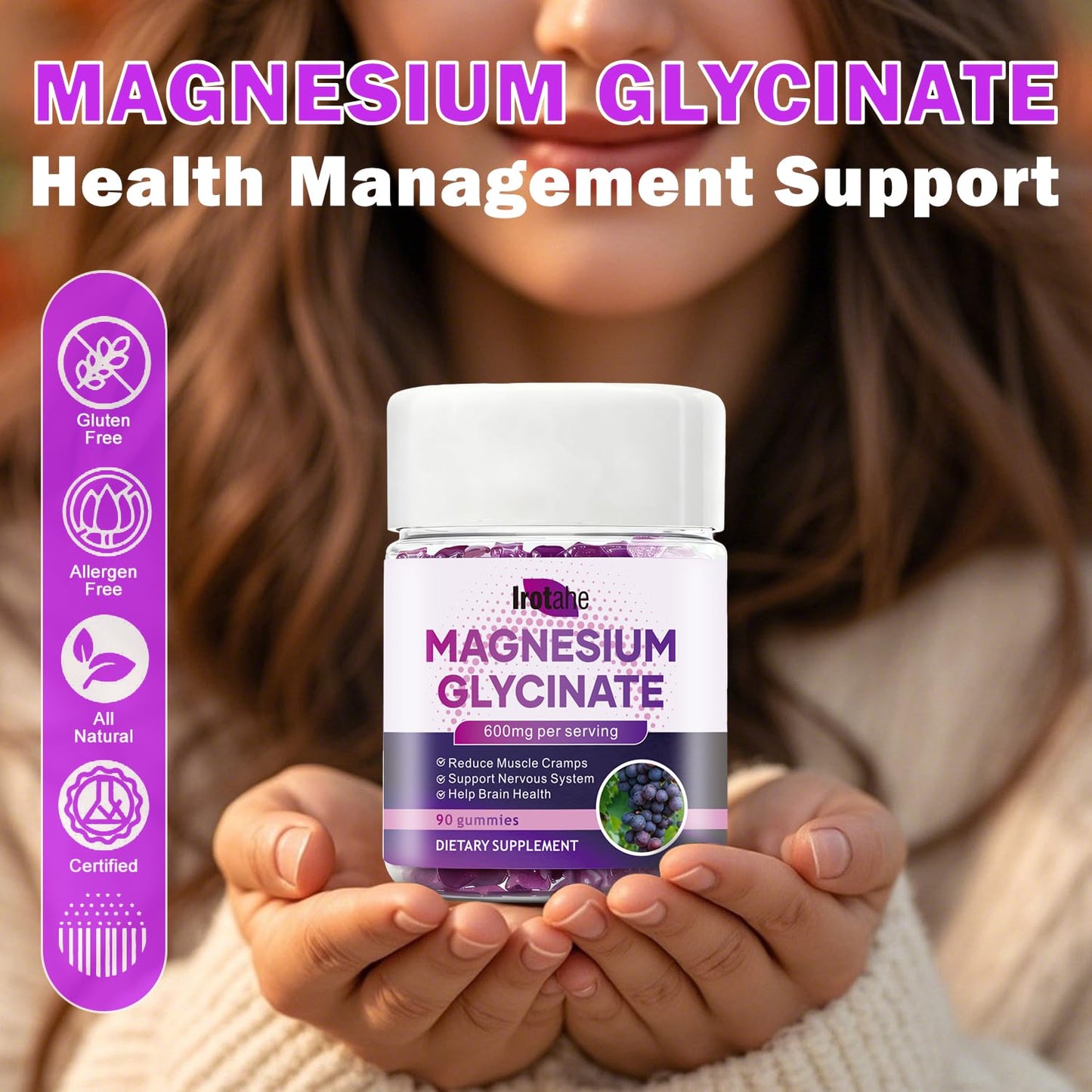 Irotahe Magnesium Glycinate Gummies 600mg Gummy 1 Count