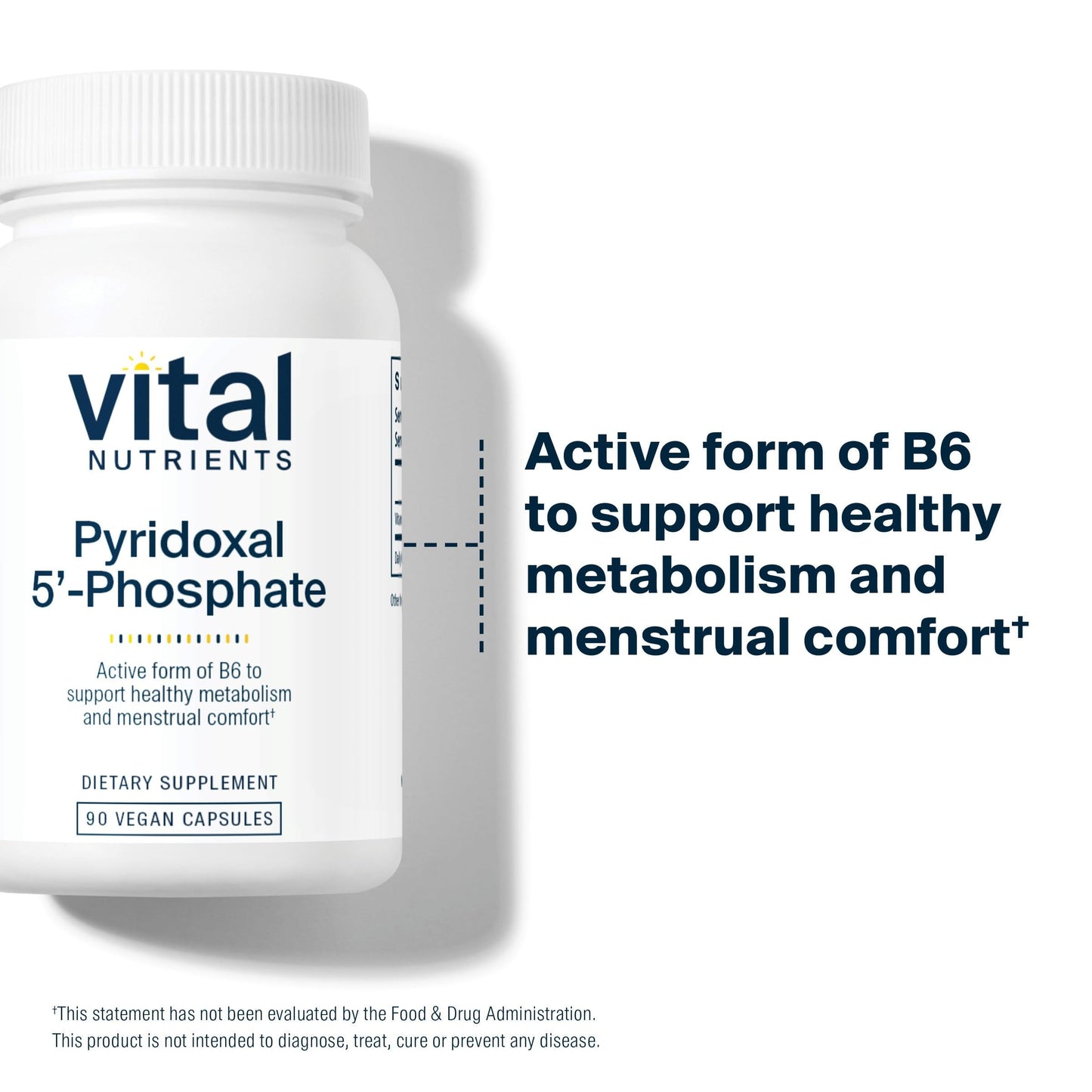 Vital Nutrients Pyridoxal-5 Phosphate - Activated Vitamin B6 - Methylated B6 for Metabolism, PMS, and Menstrual Support* - High-Potency P5P Supplement - Gluten, Dairy, Soy Free 90 Capsules