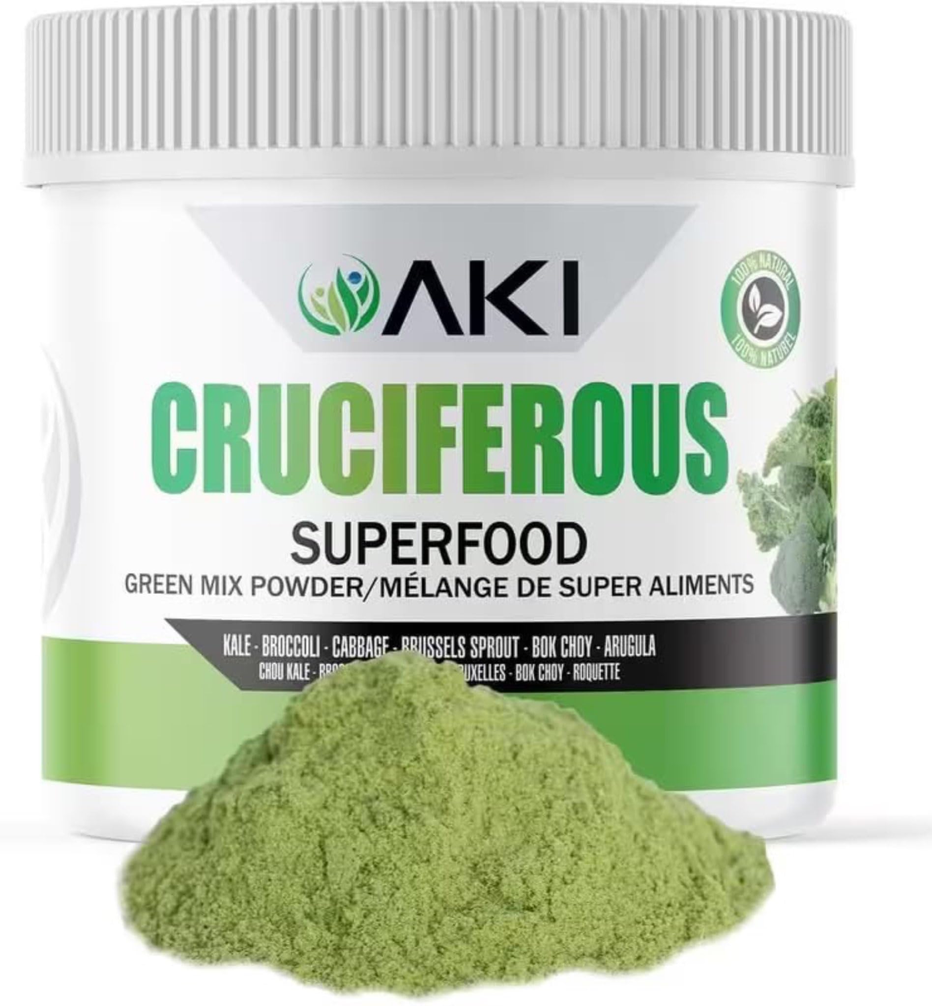 AKI ORGANIC Cruciferous Superfood Green Mix Powder, 5.3 oz