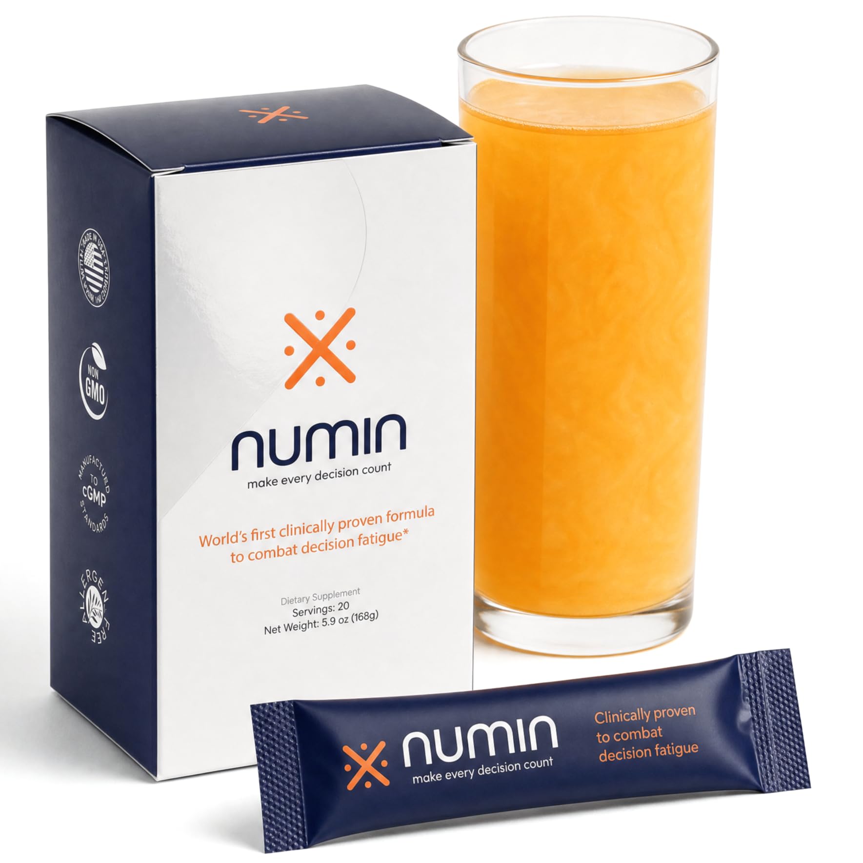 Numin Brain Supplements for Memory and Focus, Powder, 20 Sachets