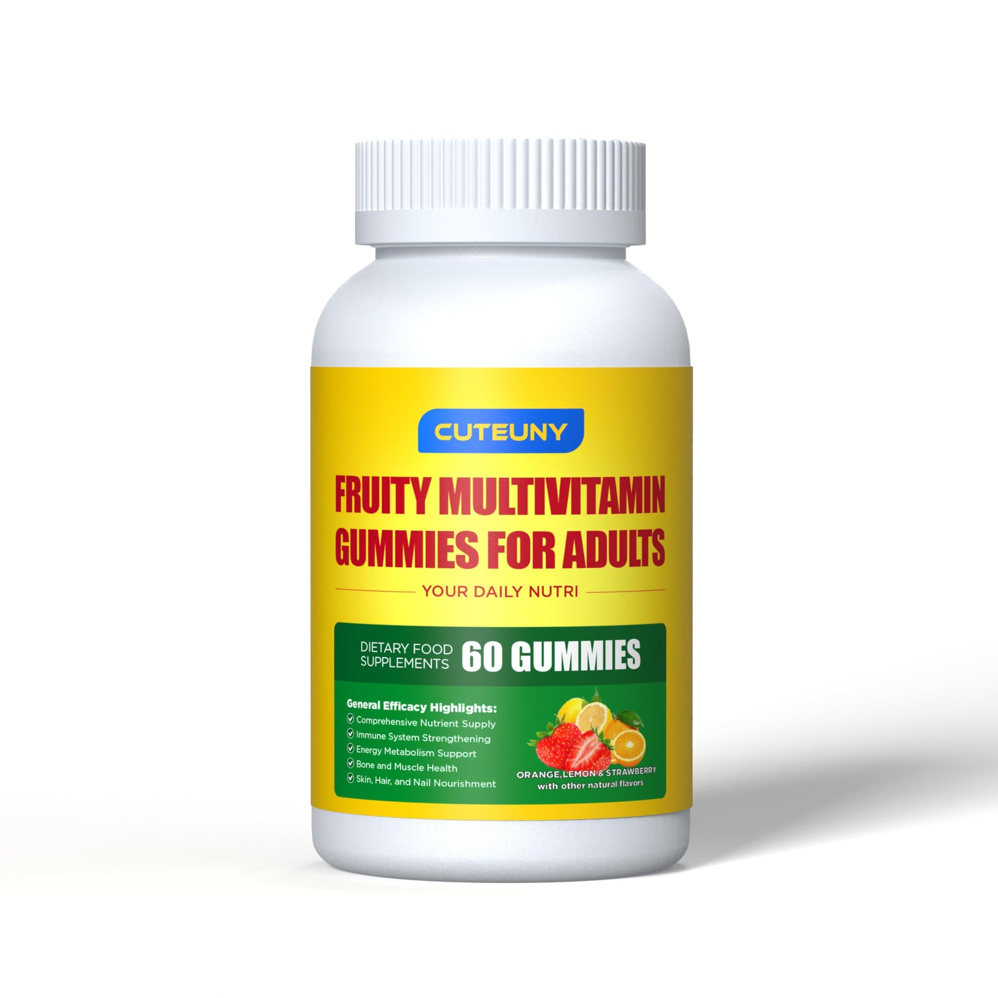 cuteuny Fruity Multivitamin Gummies for Adults, 60 Count
