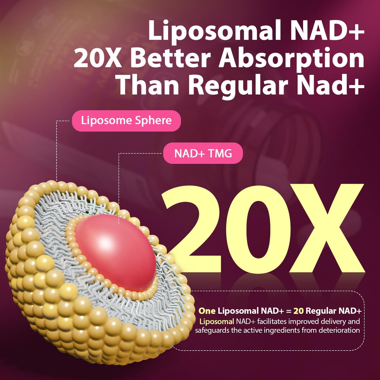 Sizyok NAD Supplement 1100mg + Resveratrol 600mg – Advanced Liposomal NAD+ Capsules with Pterostilbene & Quercetin, 90 Count