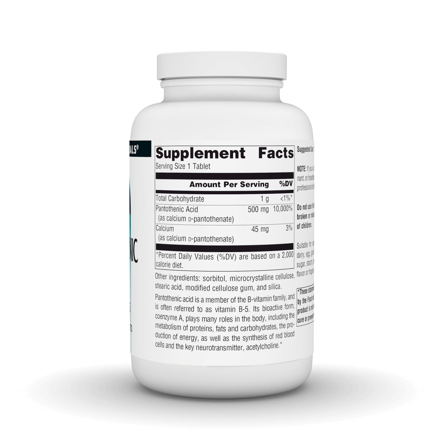 Source Naturals Pantothenic Acid Vitamin B-5 Dietary Supplement 500mg, 200 Tablets