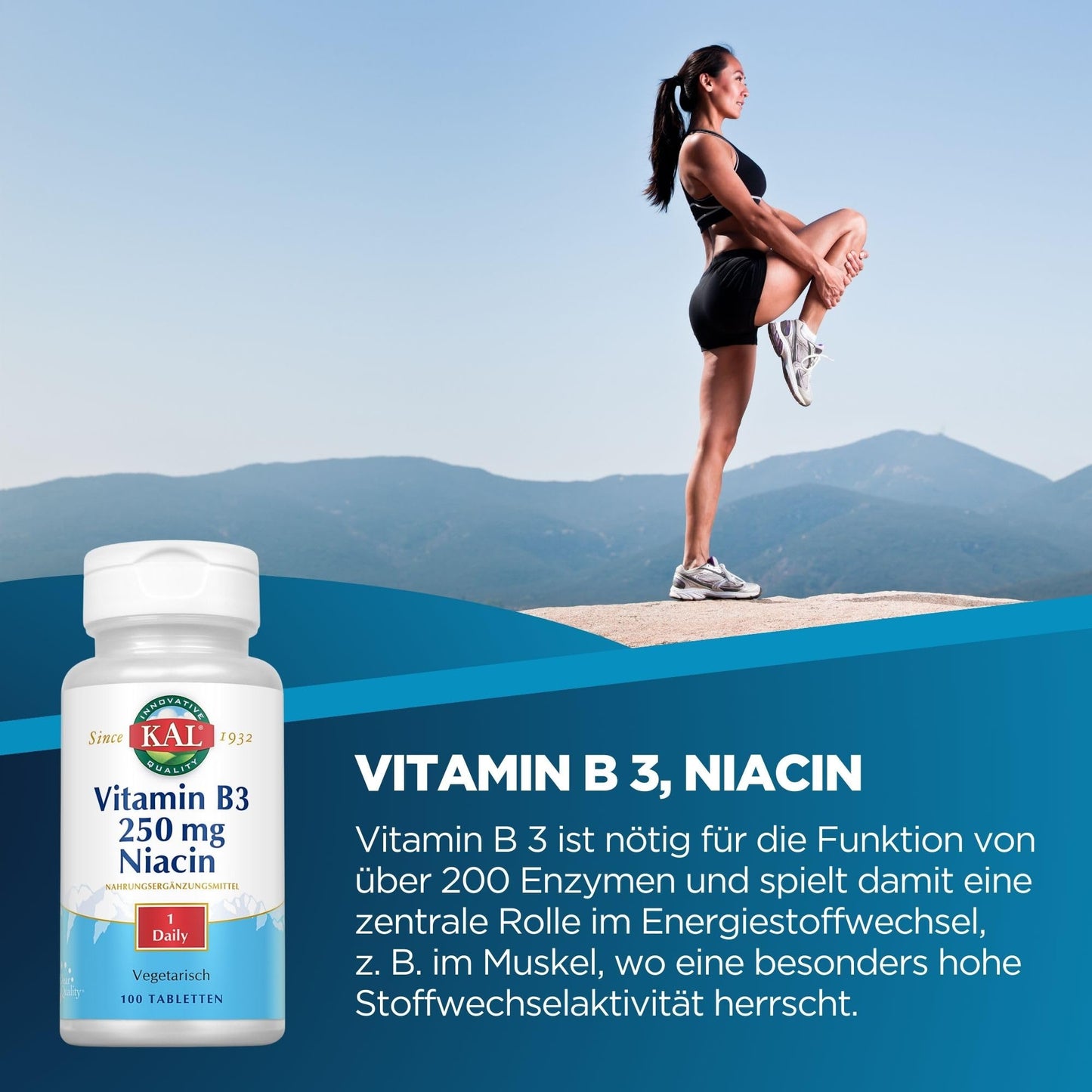 KAL Niacin 250 mg Tablet, 100 Tablets