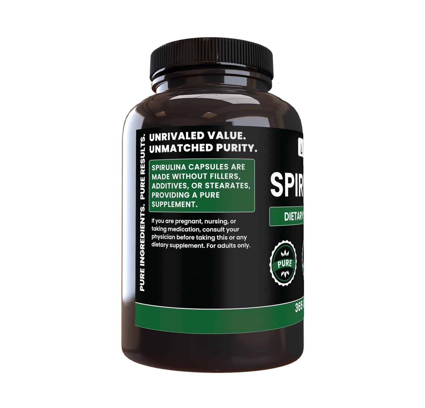 PURE ORIGINAL INGREDIENTS Spirulina Capsules 365