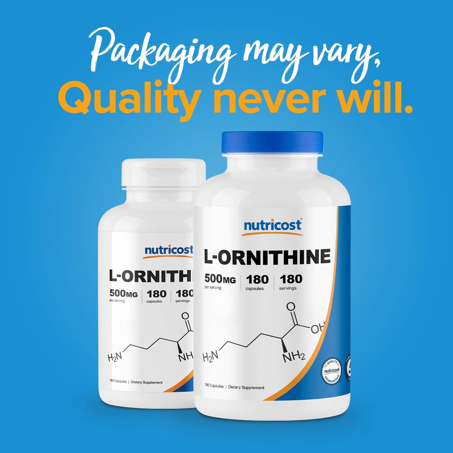 Nutricost L-Ornithine 500mg Capsules, 2 Bottles