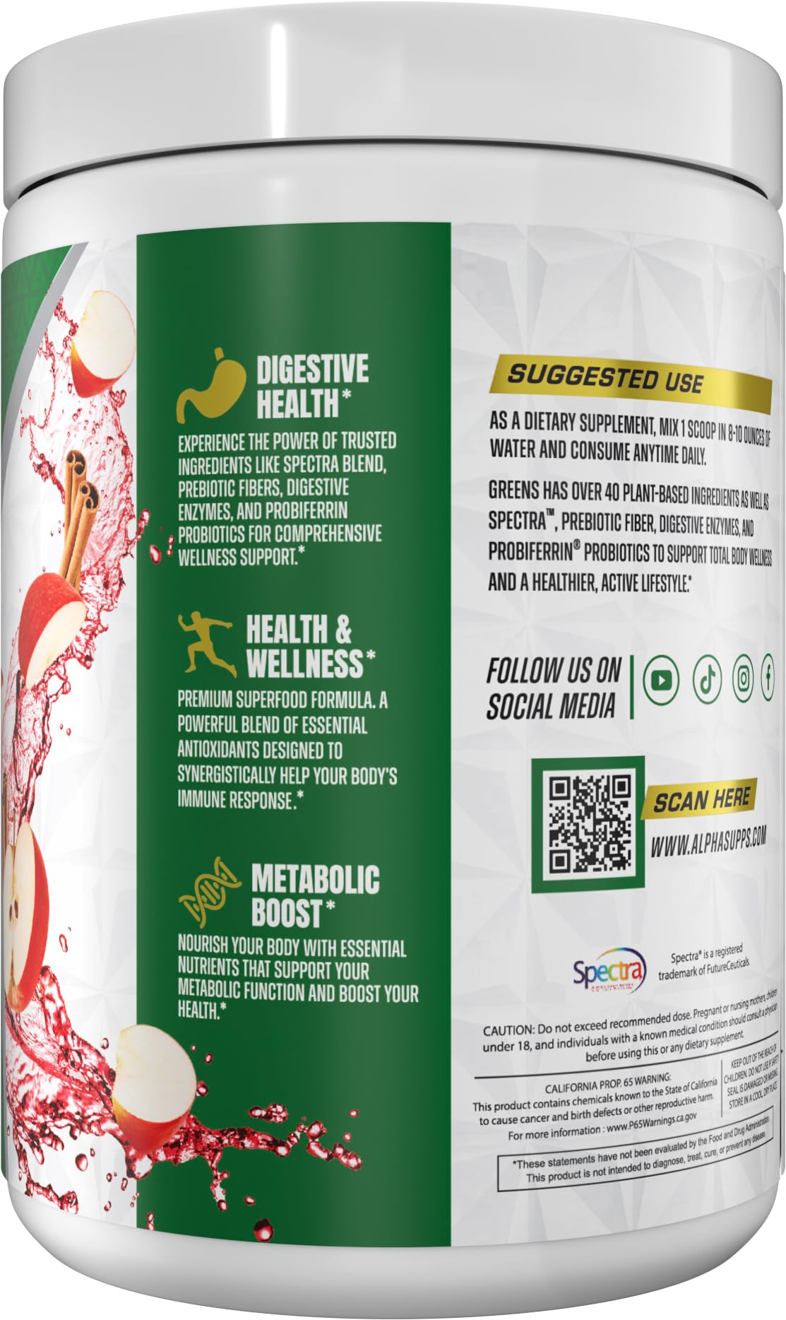 Alpha Supps Alpha Greens Supplement Powder 7.94 Ounce