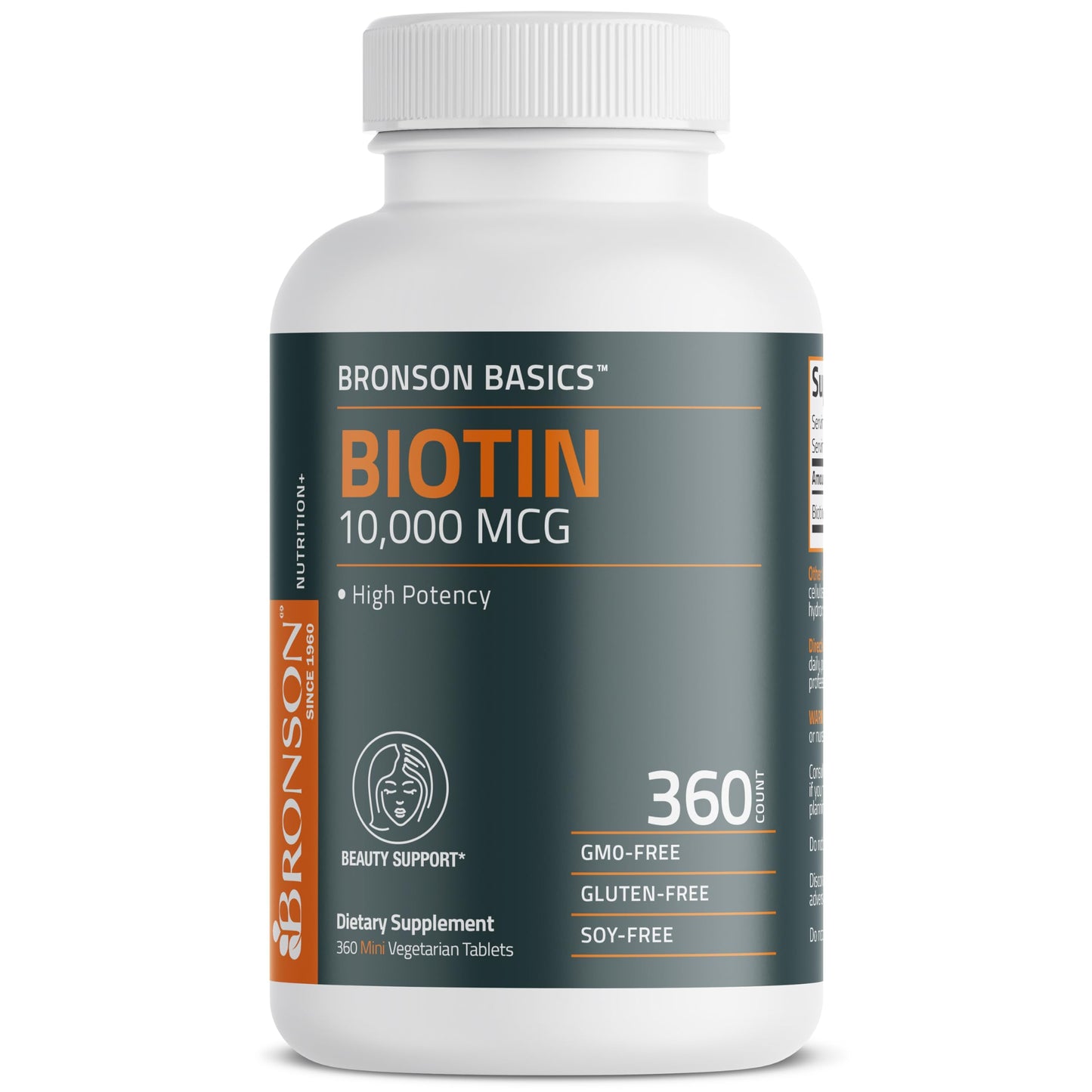 Bronson Biotin 10,000mcg Tablet, Supports Healthy Hair, Skin and Nails, Vegetarian, Non-GMO, 360 Tablets