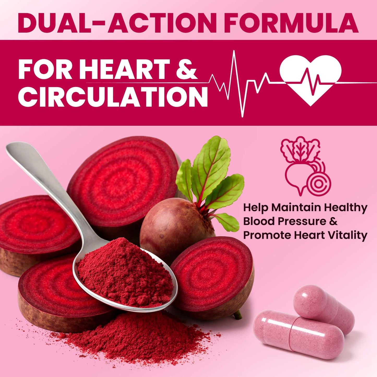 ZENVIVIAN Beetroot Capsules 1300mg, Non-GMO Beet Root Powder Supplement, 60 Vegan Capsules