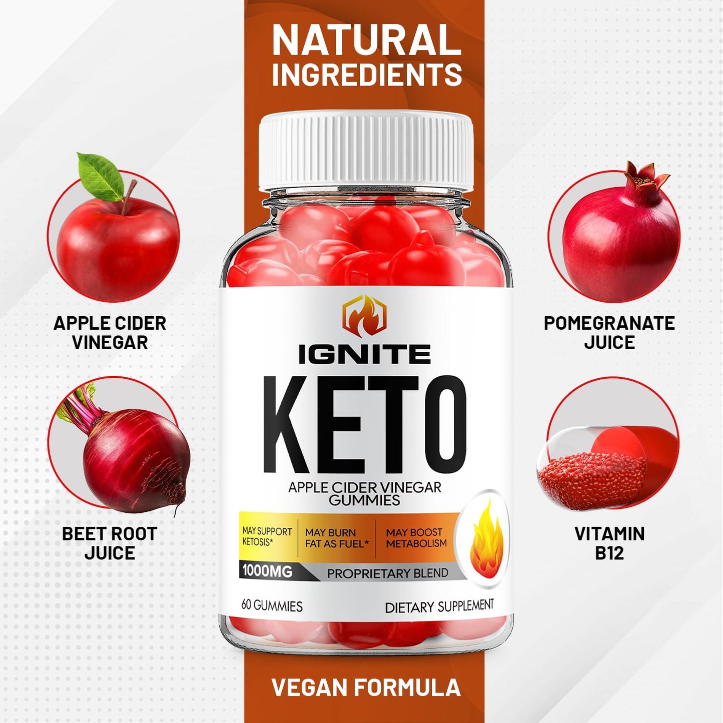 Indelo Ignite Keto ACV Gummies, 120 Gummies