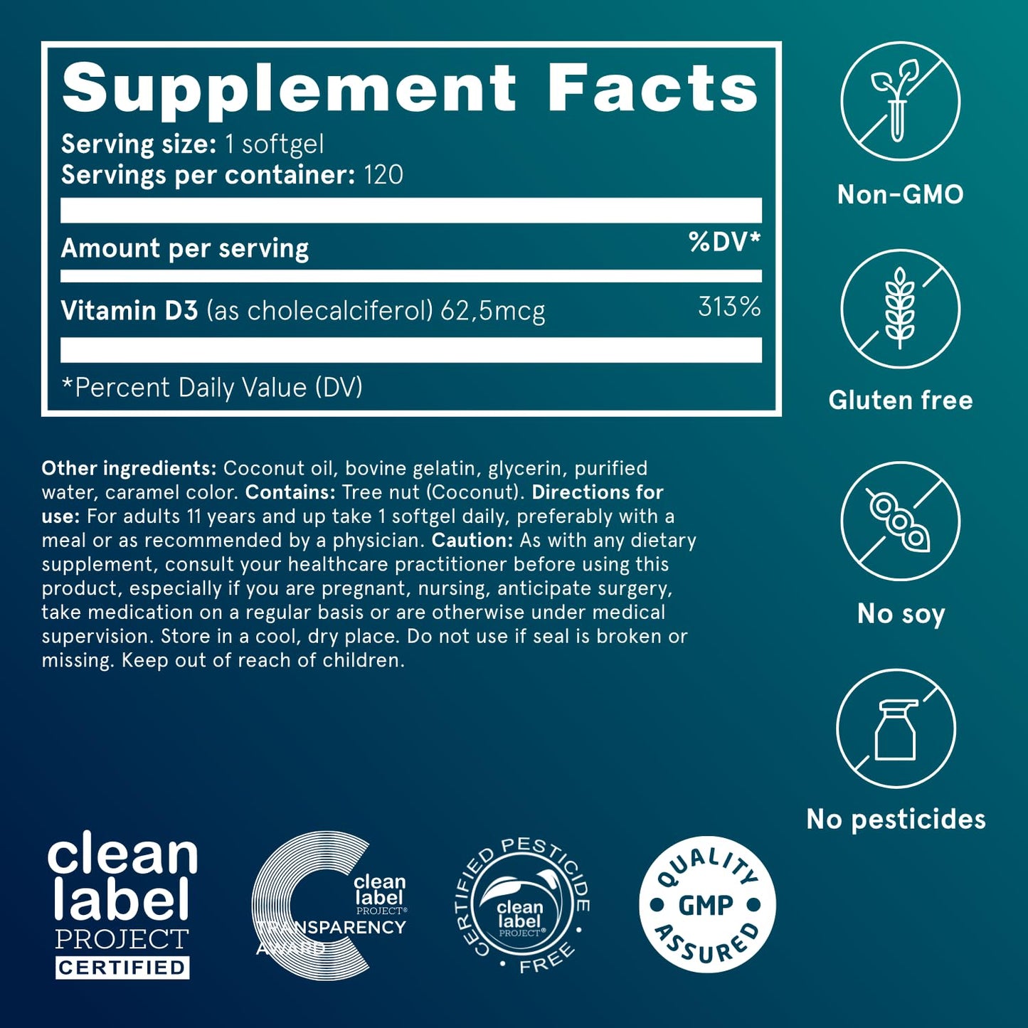 Puori Vitamin D3 Softgels 120 Count