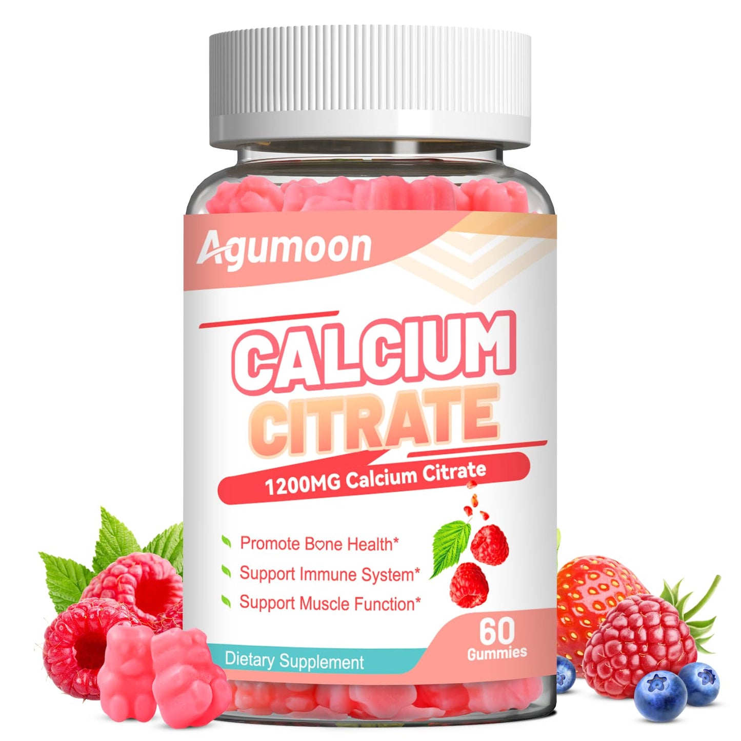 Agumoon Calcium Citrate Gummies 1200mg, 60 Gummies