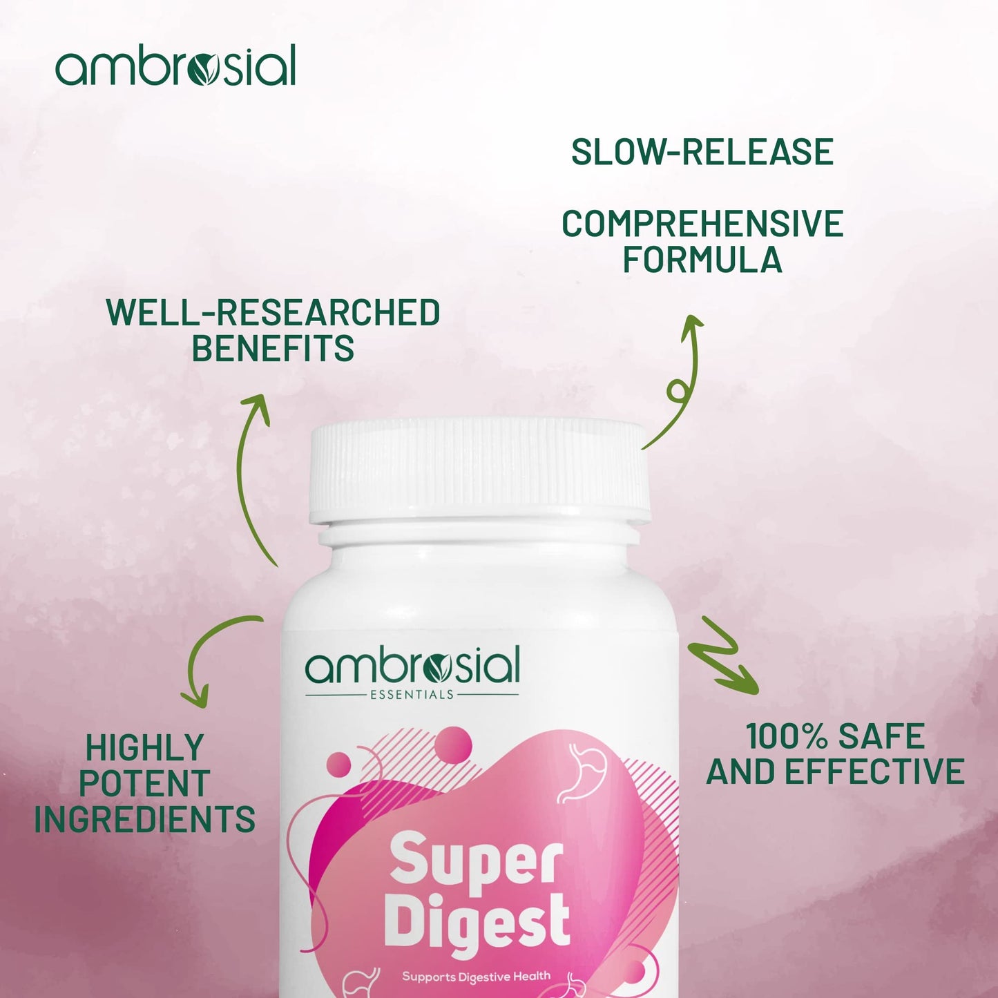 AMBROSIAL Super Digest Digestive Enzymes Supplement 60 Capsules