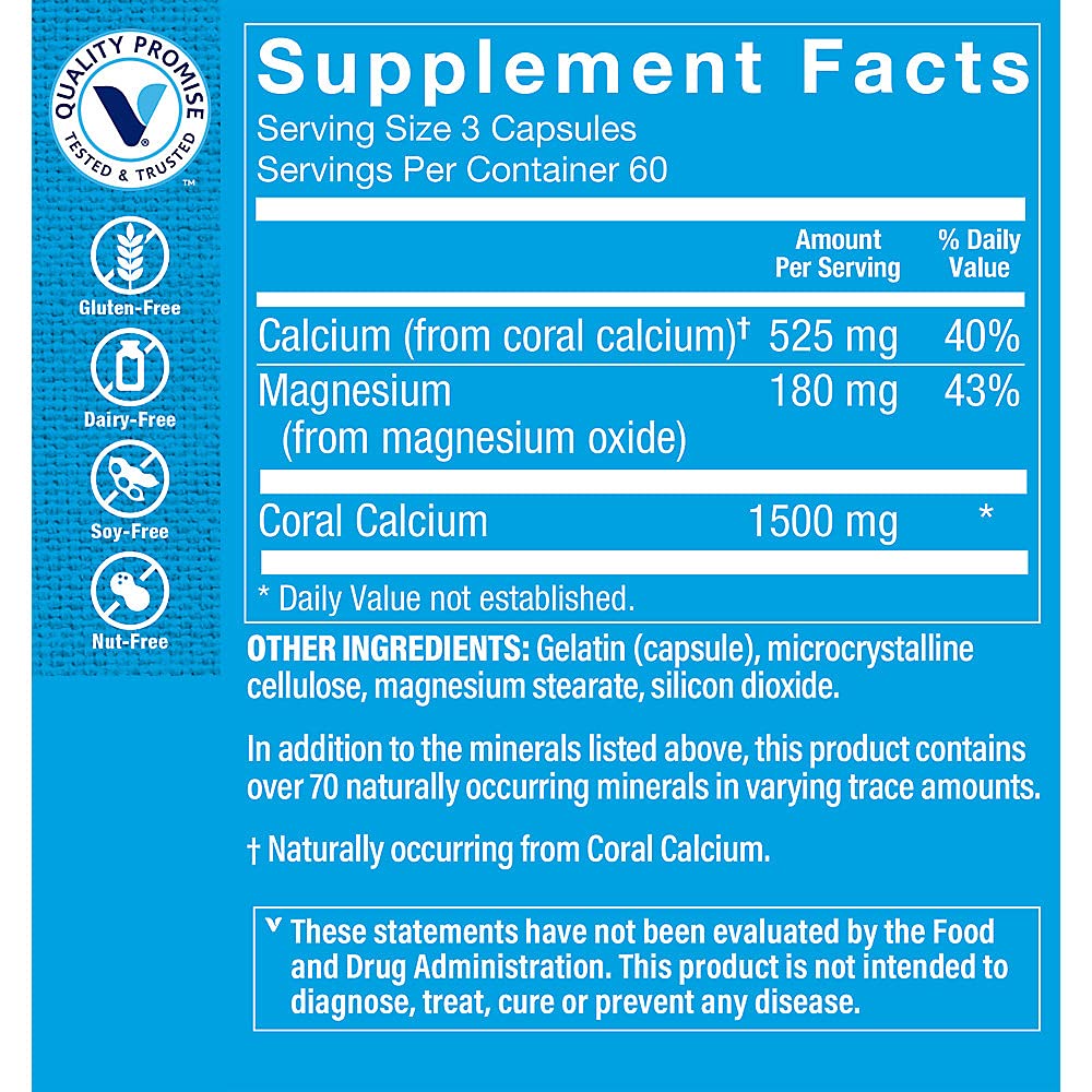 The Vitamin Shoppe Coral Calcium 1500mg Capsules, 180 Count