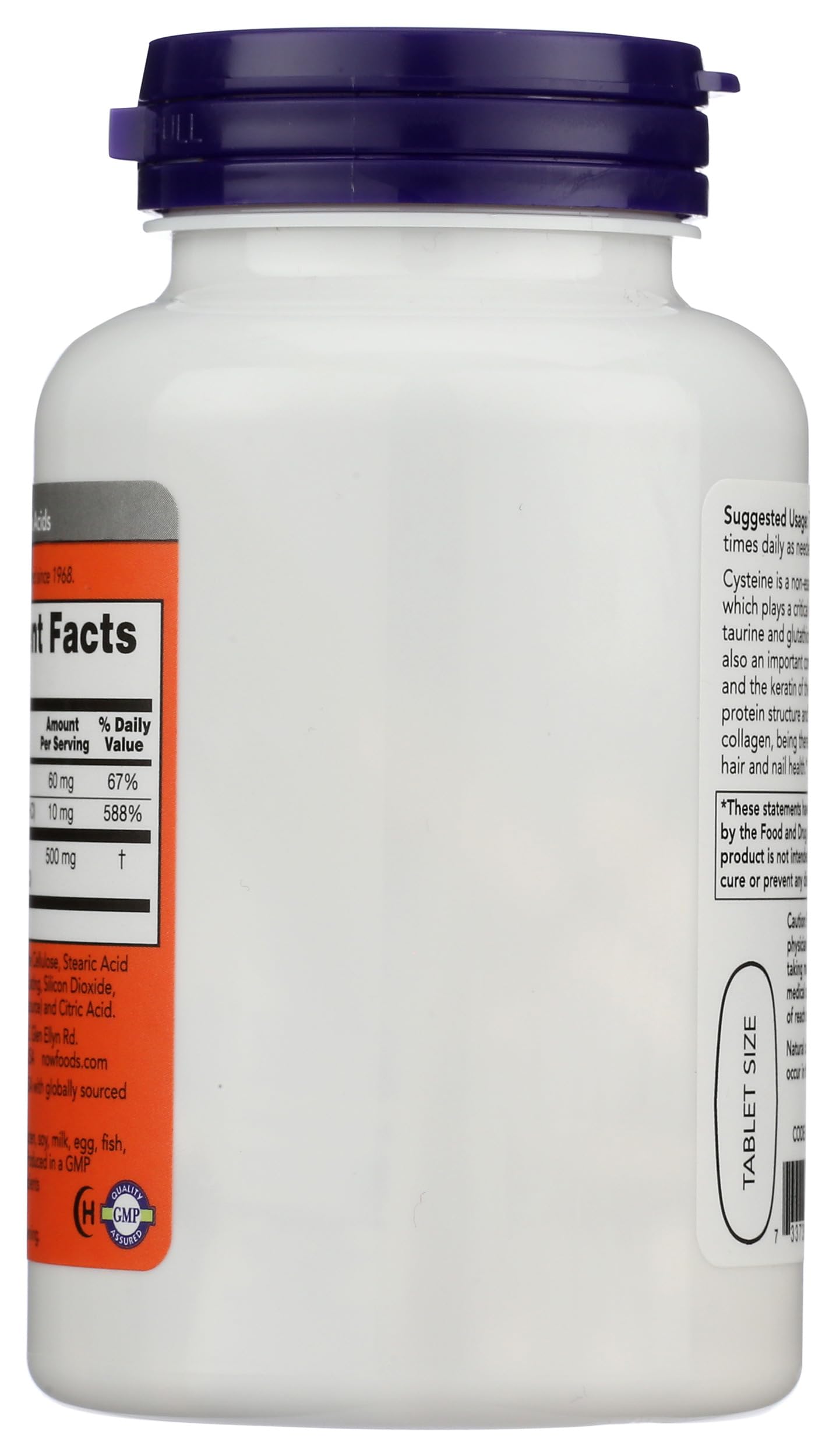 NOW Foods Cysteine (L) 500mg Tablet, 100 Tablets