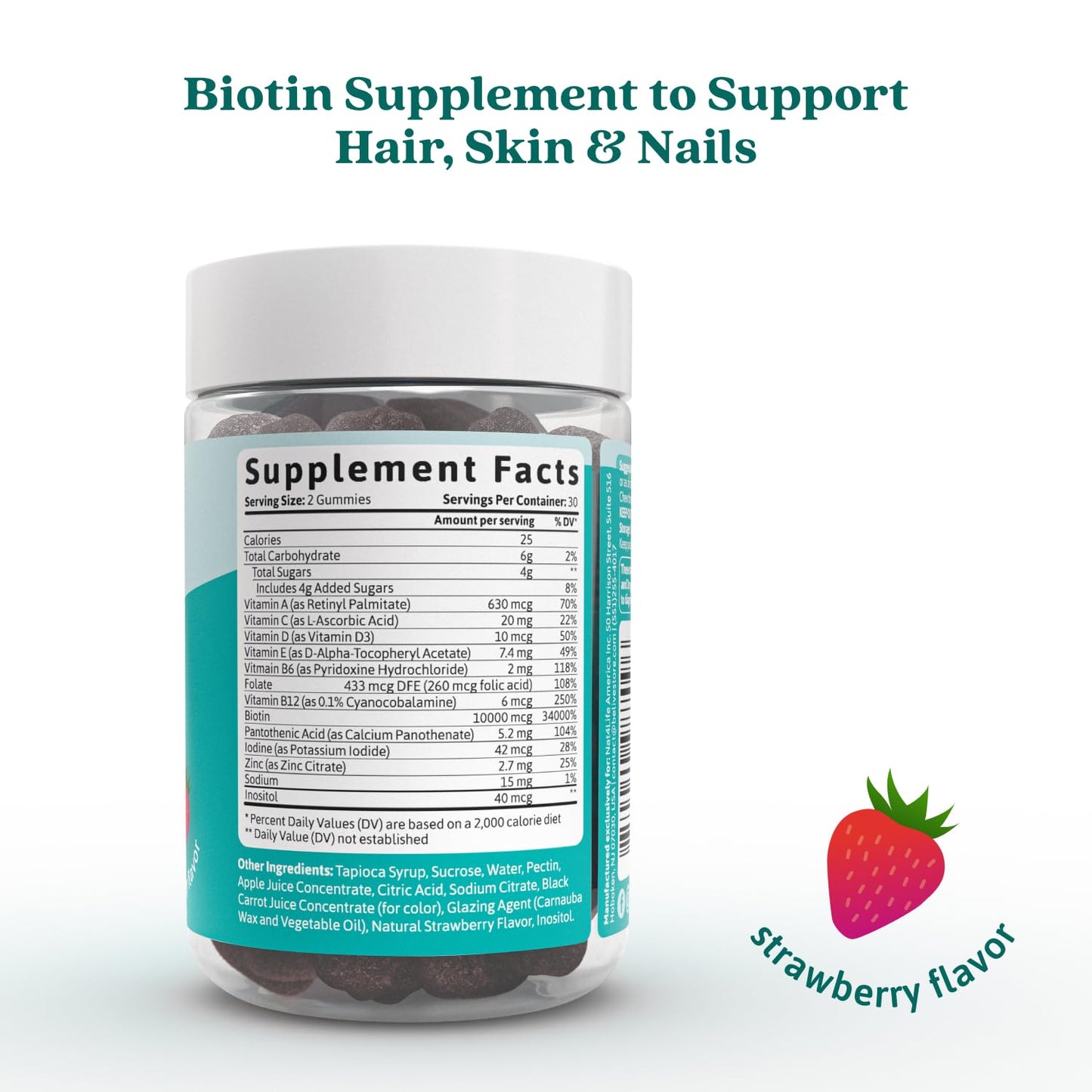 BeLive Biotin Gummies with MultiVitamins, Folate, Inositol – Supports Hair Growth, Healthy Skin & Nails – Vegan, Pectin Based – Strawberry Flavor, 120 Gummies