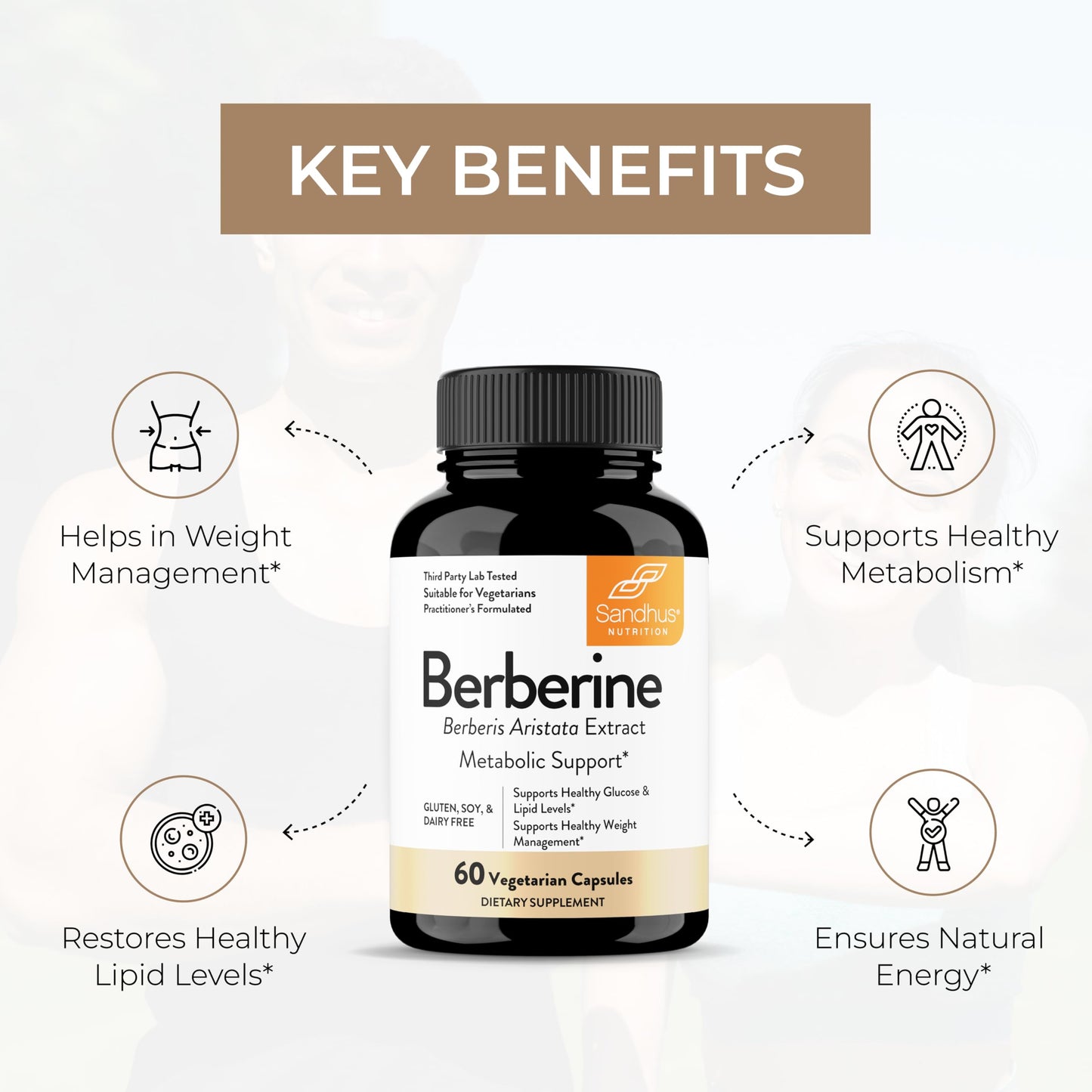 Sandhu's Berberine HCL Supplement 500mg per Capsule with 97% Pure Berberis Aristata Extract, 60 Capsules