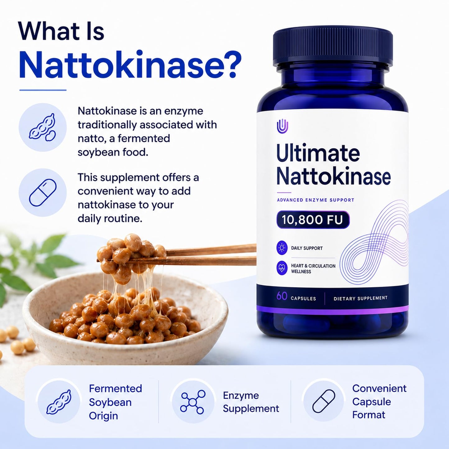 Purivio Nattokinase Supplement, Capsules, 60 Capsules