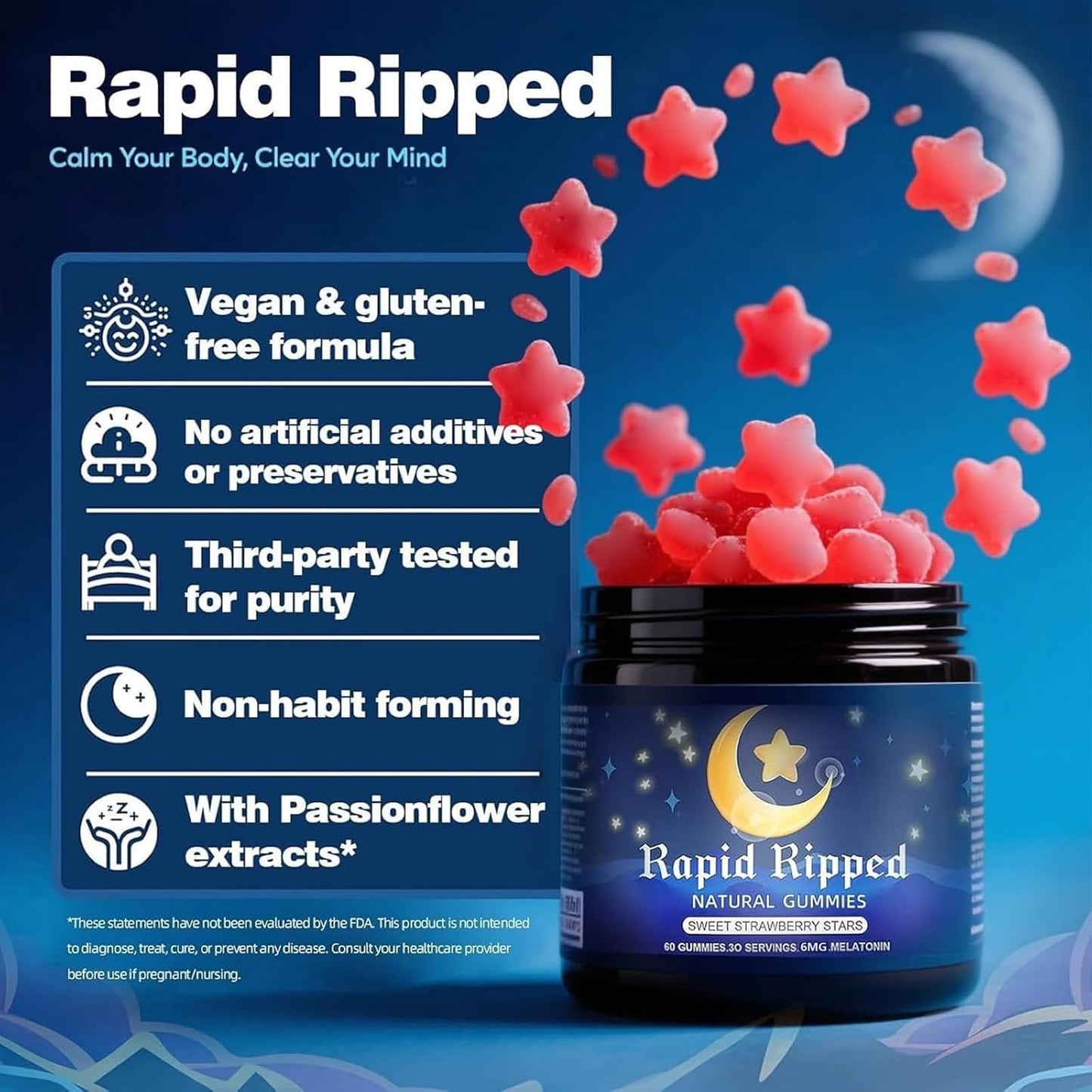 MAPUG Radiya Natural Sleep Aid Gummies - Melatonin 6 mg, 60 Count