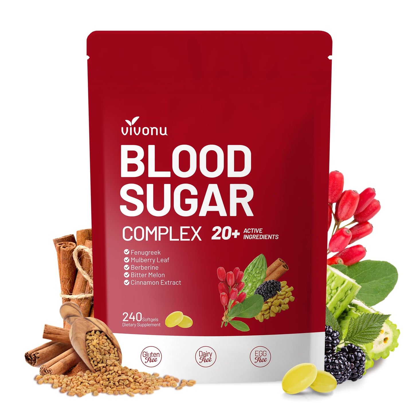 VivoNu Blood Sugar Complex Supplement Capsule, 240 Count
