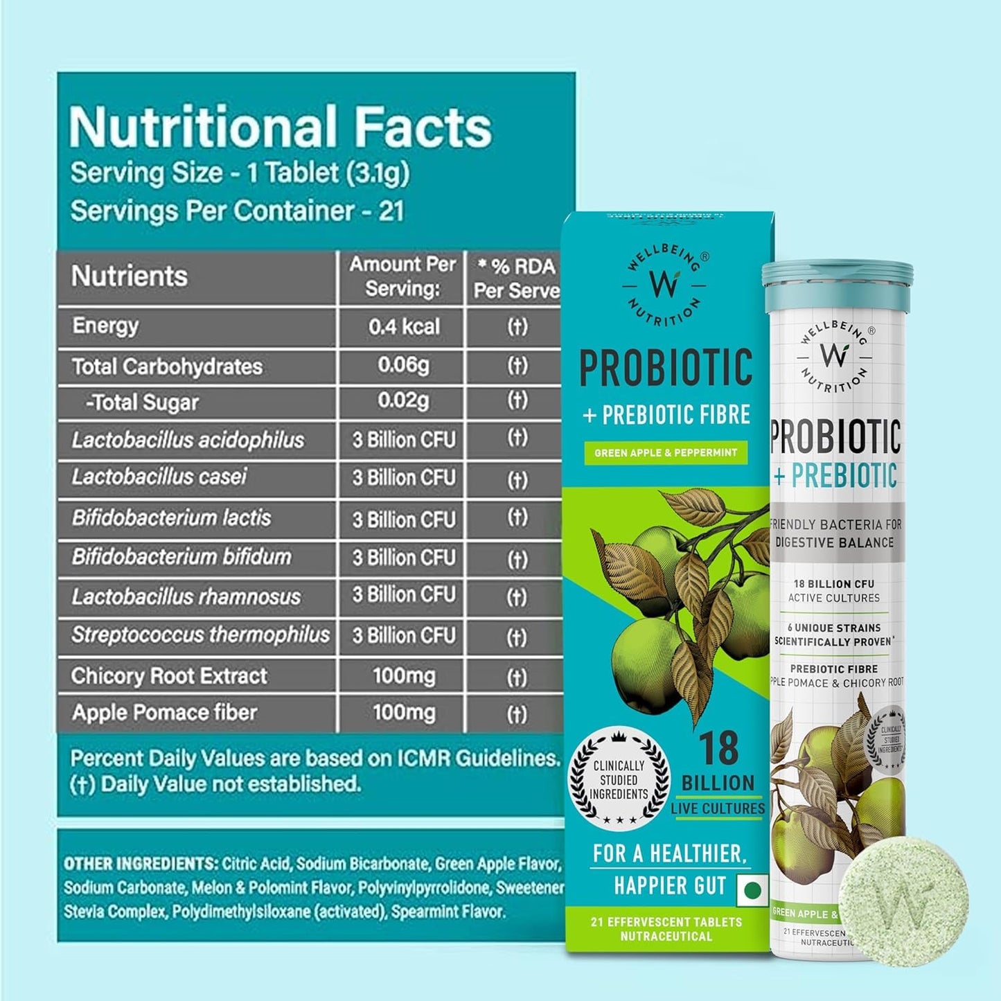 Wellbeing Nutrition Daily Probiotics + Prebiotics Tablet, 21 Tablets