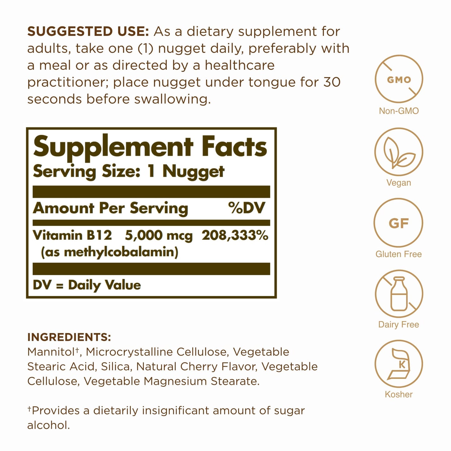Solgar Methylcobalamin Vitamin B12 5000 mcg Capsule, 180 Capsules