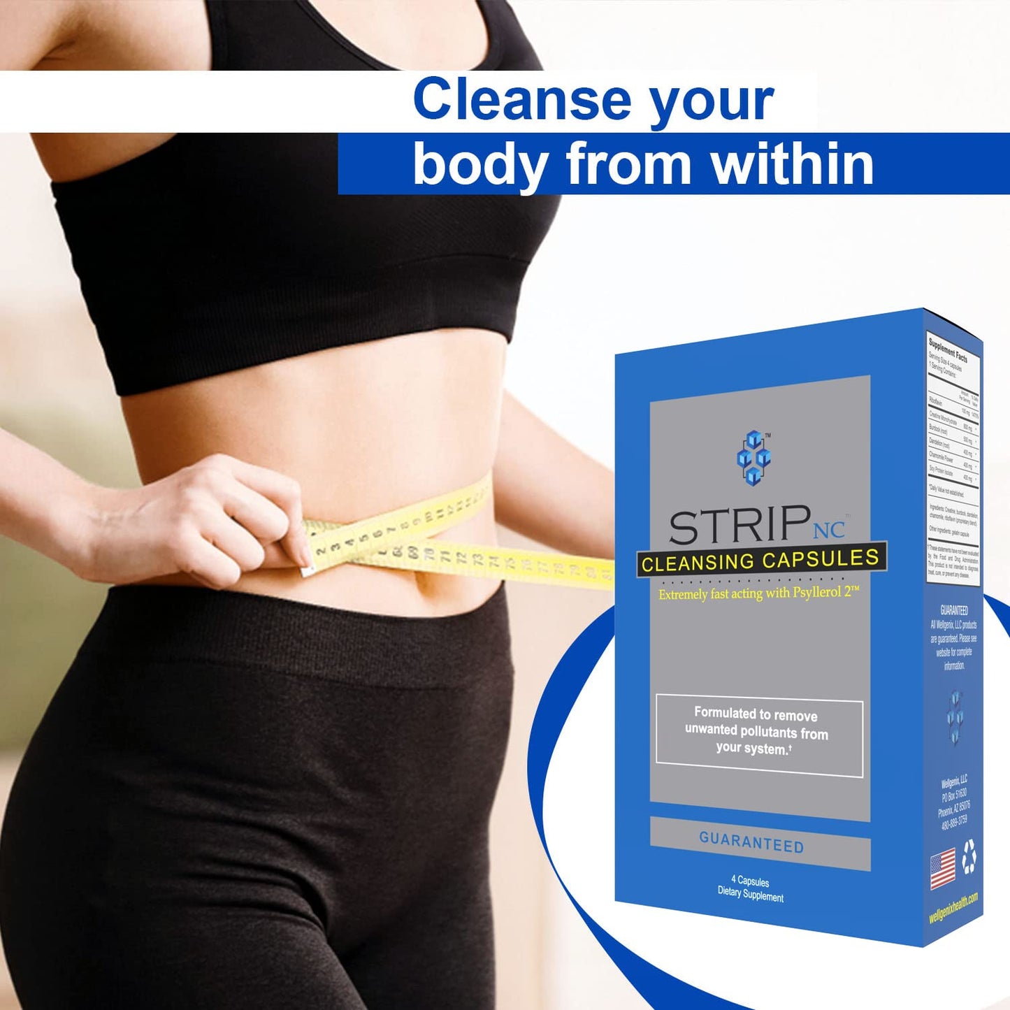 Wellgenix Strip NC Herbal Cleanse Detox Capsules, 4 Count