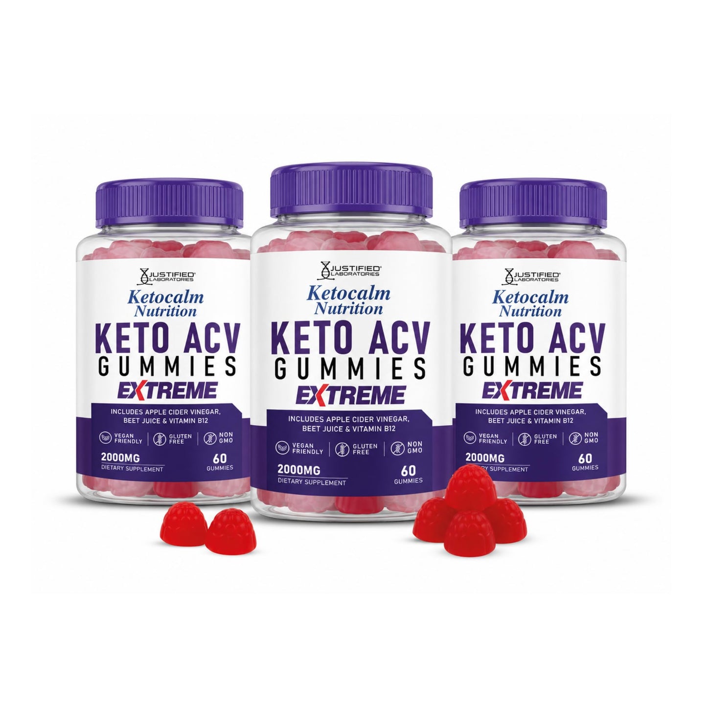 Justified Laboratories Ketocalm Nutrition Keto ACV Gummies Extreme (2000 mg) - 180 Gummies