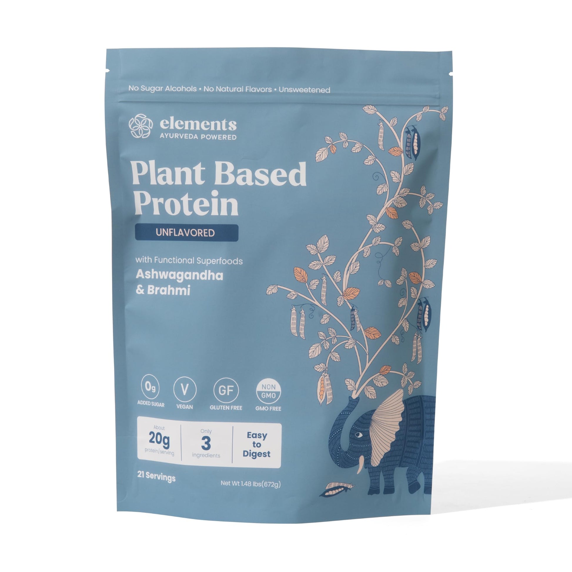 Elements Truffles Unflavored Plant Based Protein Powder, 24 Servings