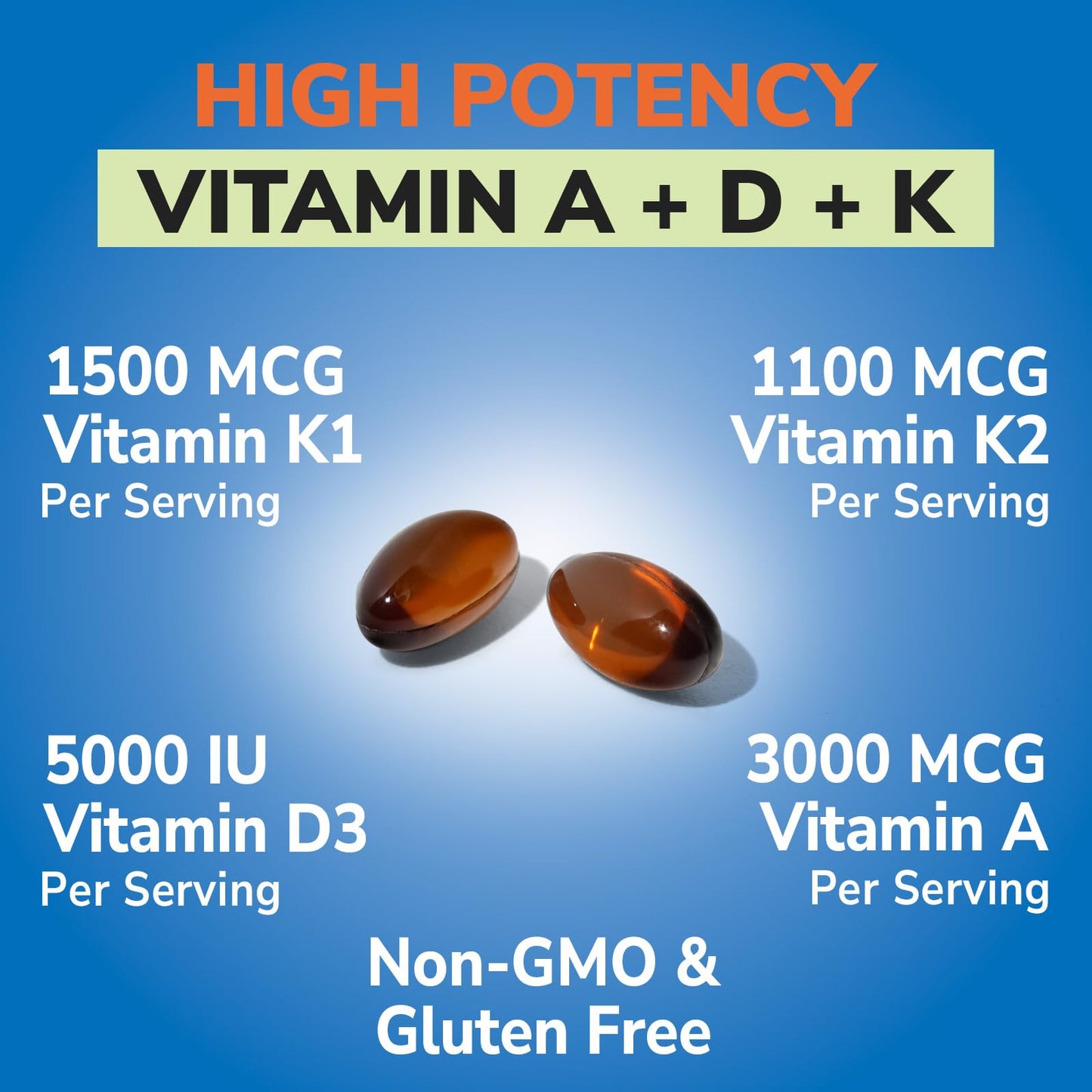 Vitalibre Vitamin K Complex 2600 mcg with Vitamin A & D3 5000 IU Softgels 90 Count