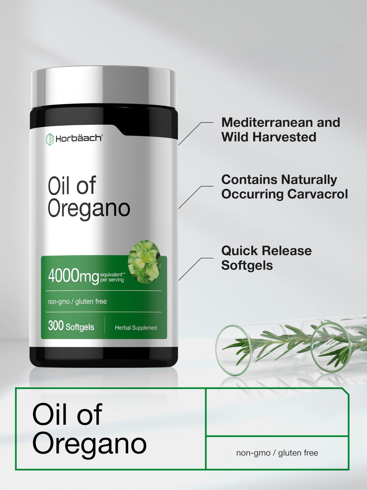 Horbäach Oregano Oil Softgels 300 Count