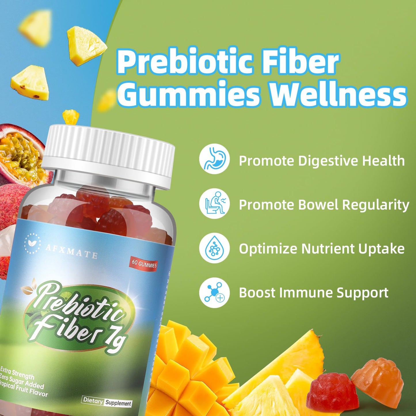 AFXMATE Fiber Supplement Gummies, 120 Count