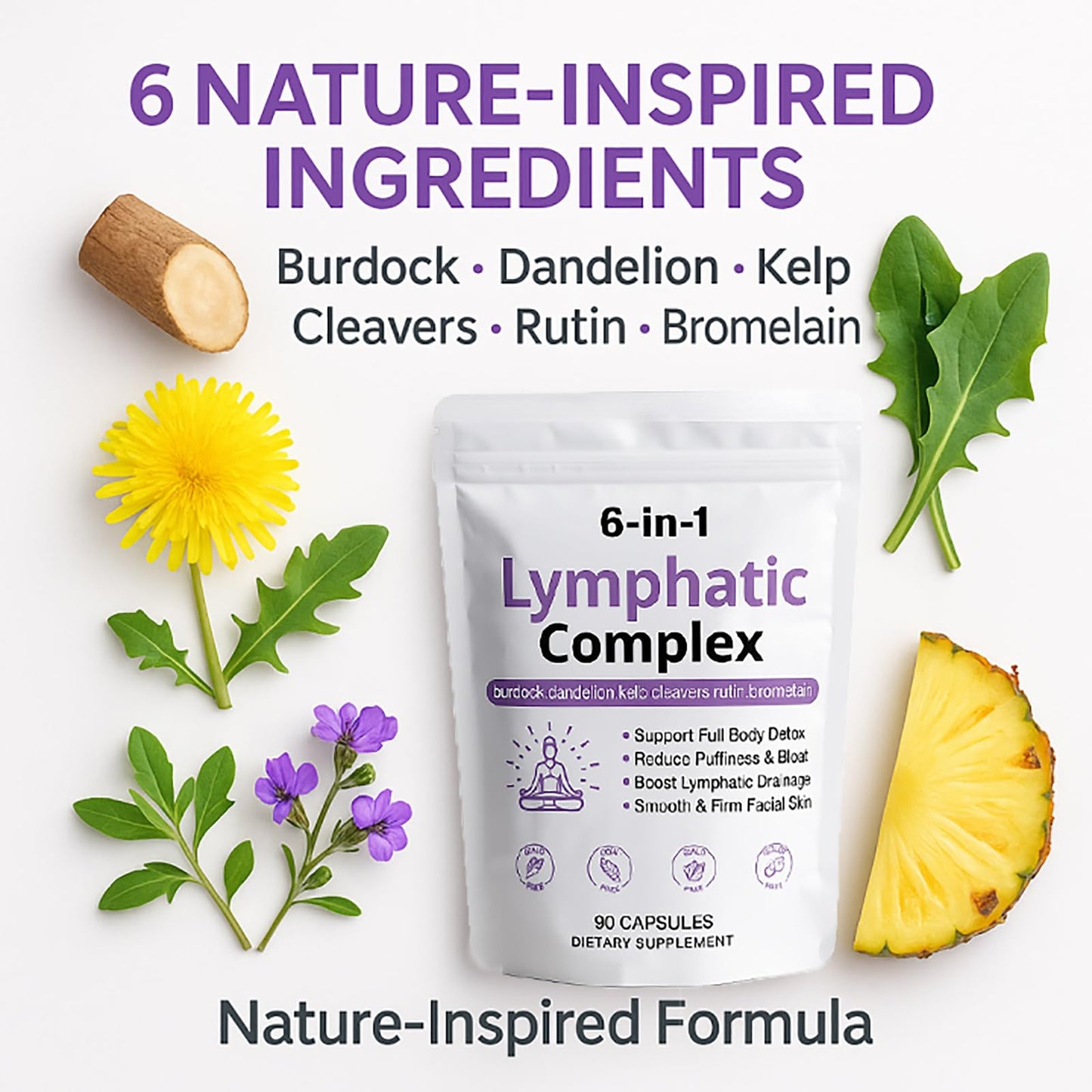 WXDOAU 6-in-1 Lymphatic Complex Capsules, 1 Count