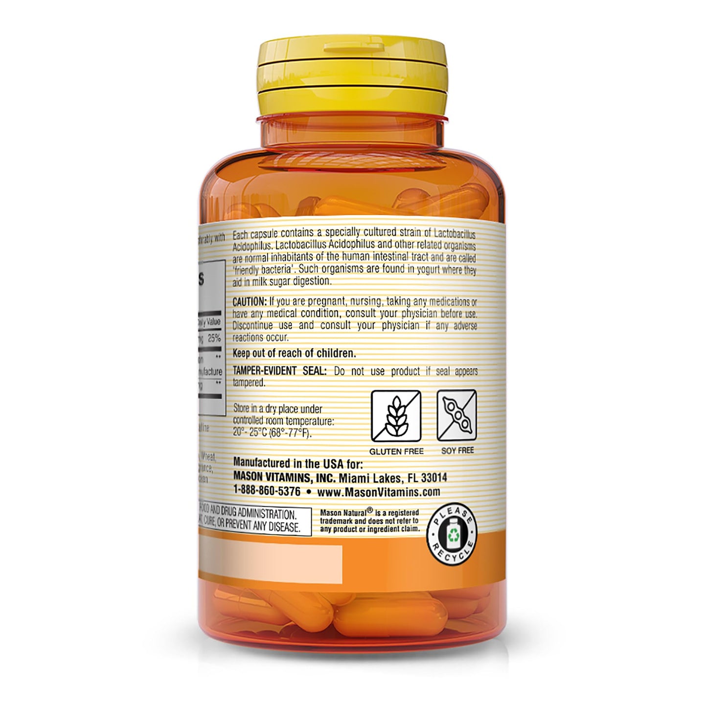 Mason Natural Acidophilus with Pectin Capsules, Digestive Aid, 100 Capsules