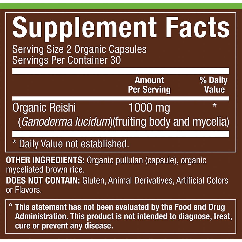 plnt Organic Reishi Immune Support 1000 mg 60 Capsules