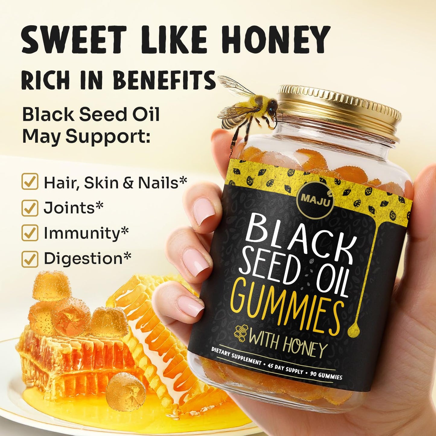 Maju Superfoods Black Seed Oil Gummies with Honey 500mg BSO Gummy, 270 Gummies