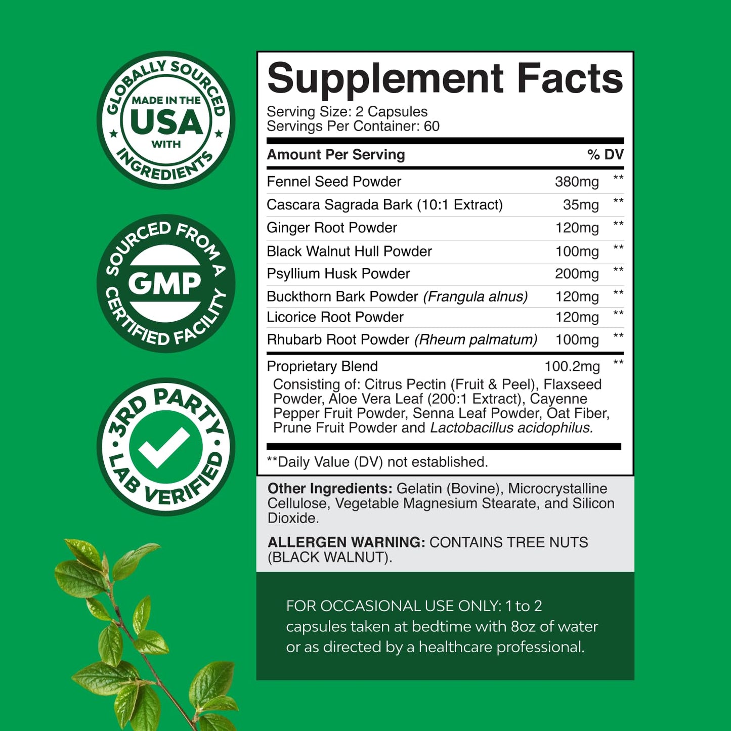 Natures Craft Herbal Colon Cleanse for Women & Men Capsules, 120 Count