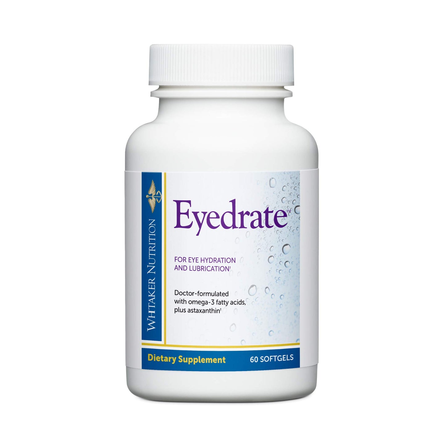 DR.WHITAKER Eyedrate Hydration and Lubrication Supplement with Omega-3, Omega-7 and Antioxidants Softgels, 60 Count