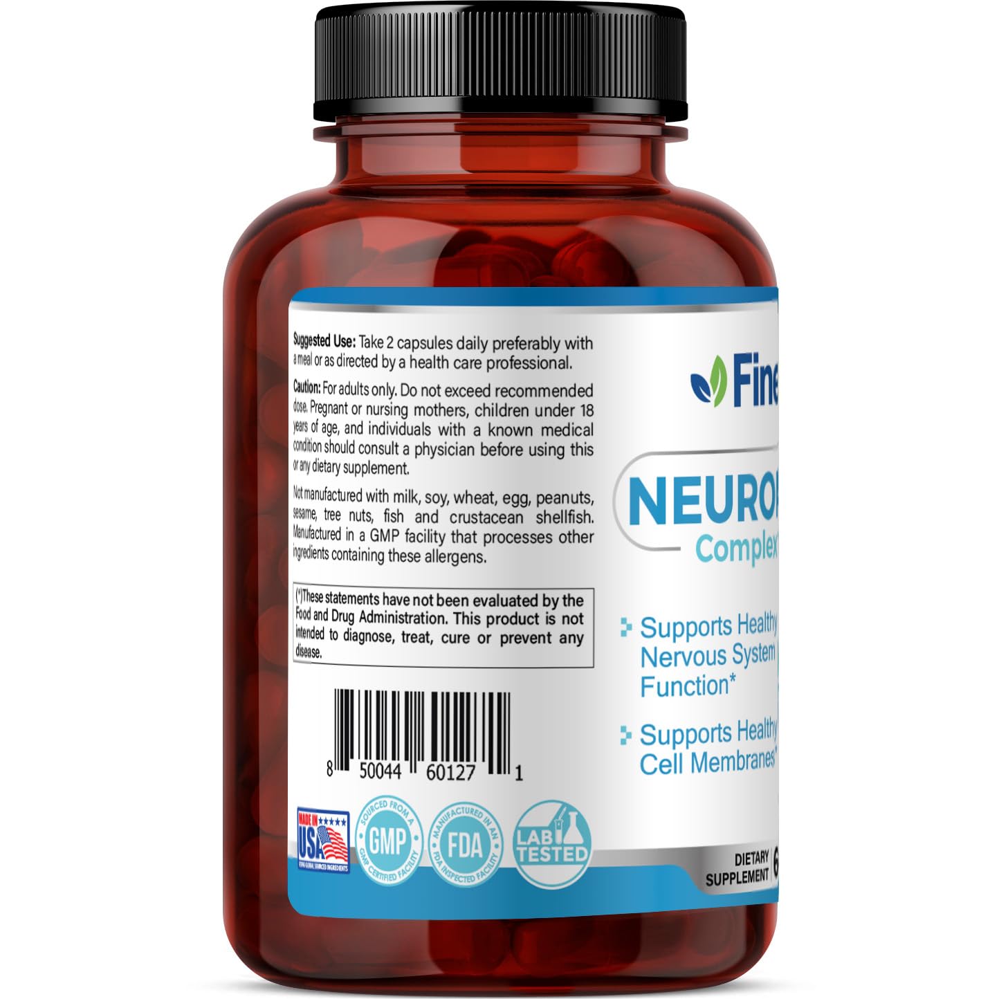 FineLand NEUROMATRIX Complex Formula, Advanced Cognitive and Nerve Support Supplement, High Potency Vitamin B12, Alpha Lipoic Acid and Acetyl-L-Carnitine, 60 Capsules