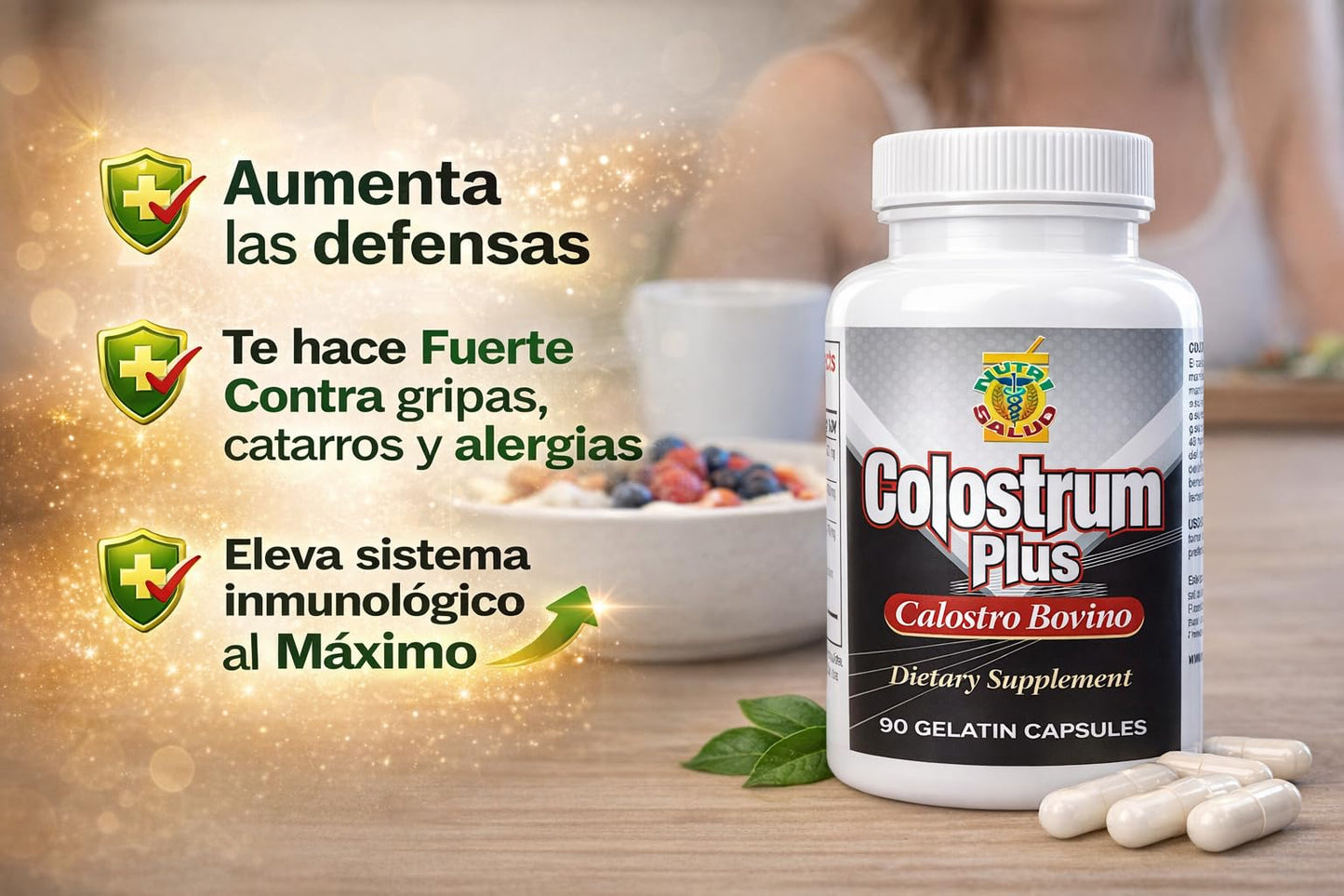 Nutrisalud Products Bovine Colostrum Capsules, 90 Count