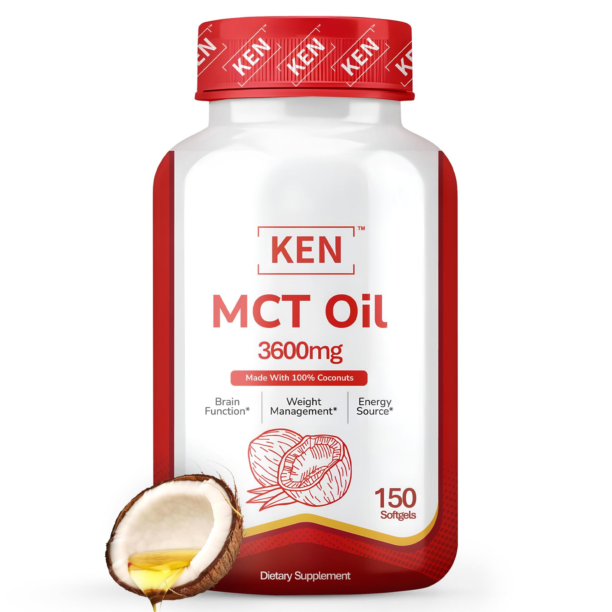 KEN MCT Oil 3600mg Softgel 1 Count