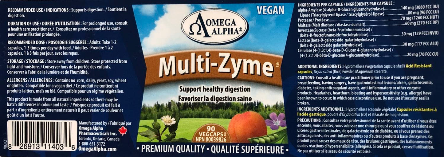 Omega Alpha Multi-Zyme Capsules 90 Count