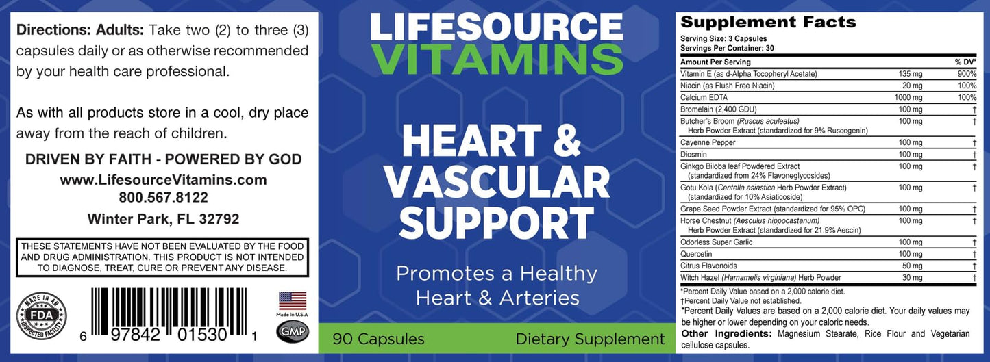 LifeSource Vitamins Heart & Vascular Support Capsule, 90 Capsules