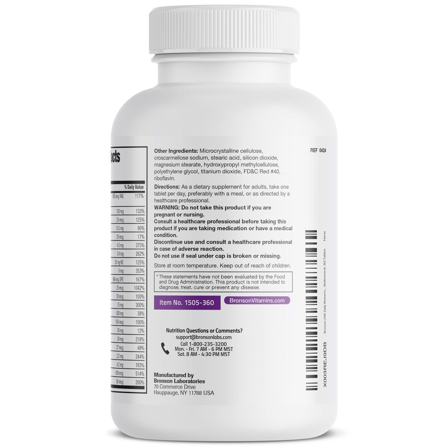 Bronson ONE Daily Women’s 50+ Complete Multivitamin Multimineral Tablet, 360 Tablets